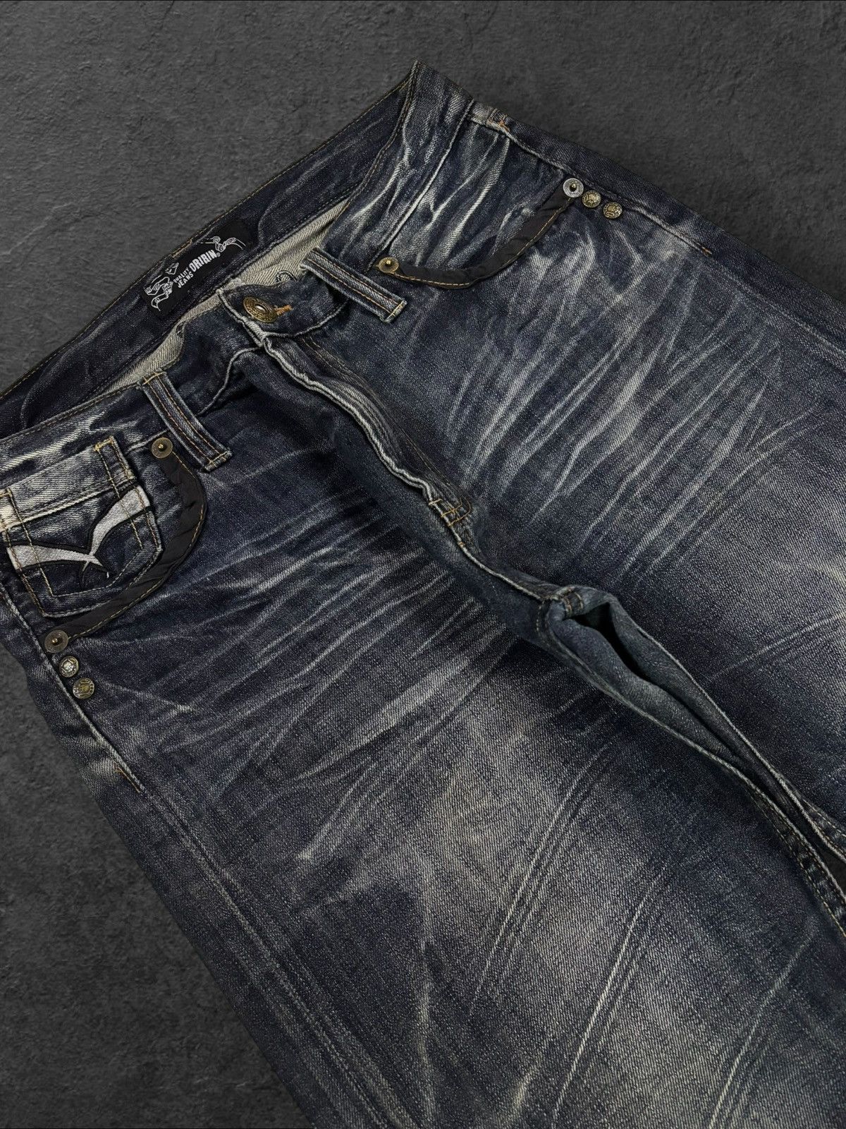 If Six Was Nine Grunge Japan Oririn Diamond Studded Embroidery Distress Jean Size US 32 / EU 48 - 3 Thumbnail