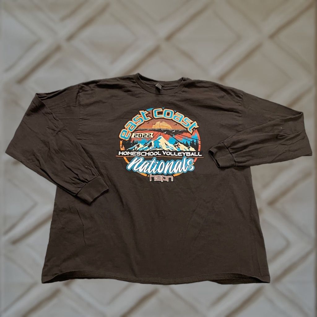 Gildan GILDAN Ultra Cotton Long Sleeve T-Shirt Mens 2XL Brown Graphic Crew Neck Outdoor Sports Size US XXL / EU 58 / 5 - 1 Thumbnail