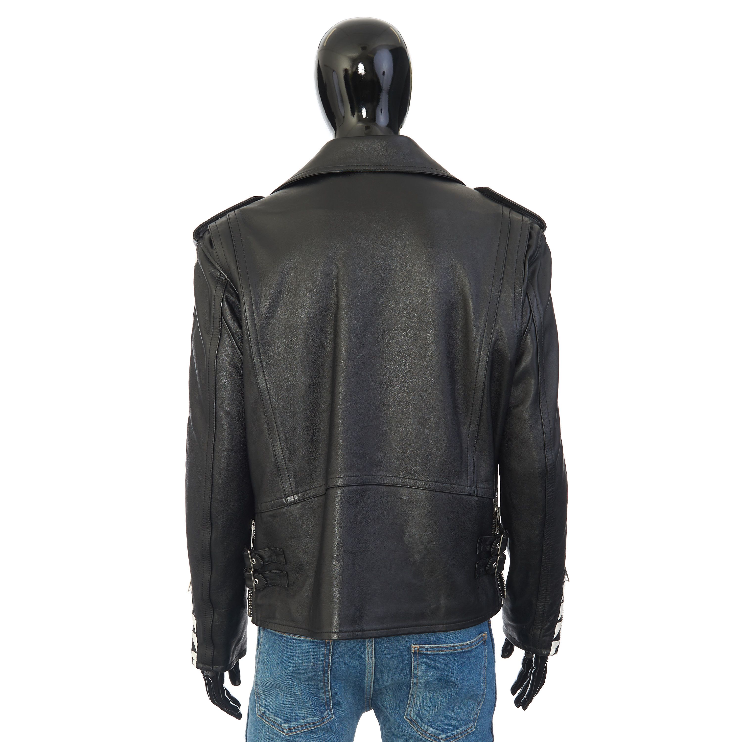 Celine Oversized Biker Jacket With Triangle Bands In Black Calfskin Size US M / EU 48-50 / 2 - 7 Thumbnail