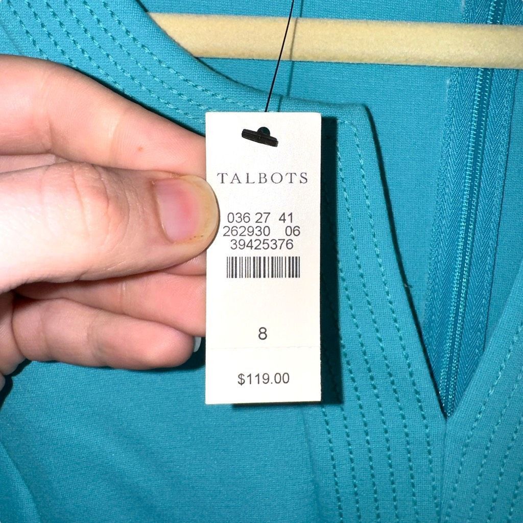 Other NWT Talbots Teal Blue L/S V-Neck Sun Dress Sz 8 Size M / US 6-8 / IT 42-44 - 3 Thumbnail