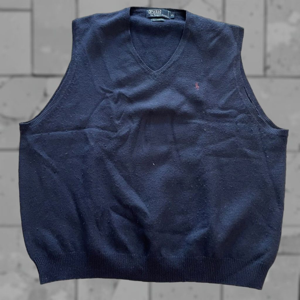 Polo Ralph Lauren VINTAGE Polo Ralph Lauren 100% Lambswool V-Neck Sweater Vest Mens Size XL Blue Size US XL / EU 56 / 4 - 1 Thumbnail
