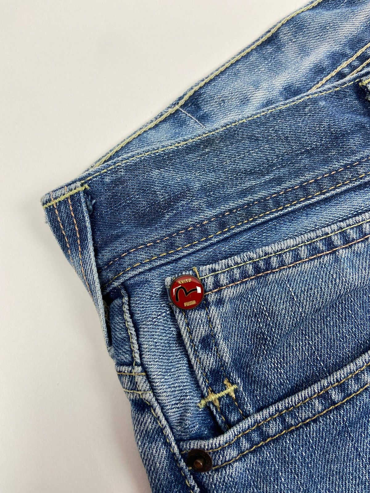 Evisu × Puma Blue Denim Straight Fit Seagull Logo Vintage Y2K Size US 32 / EU 48 - 10 Thumbnail