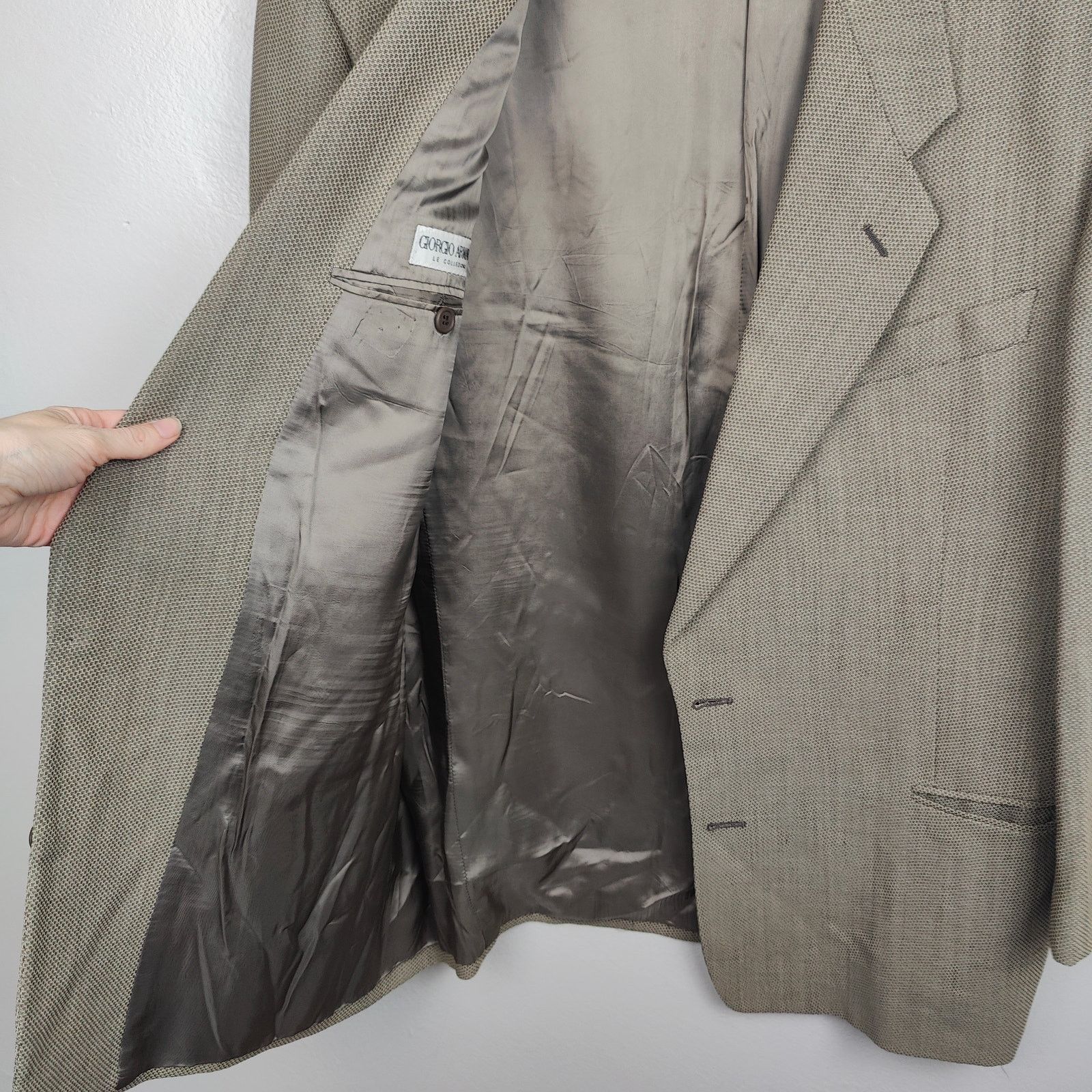Armani Collezioni Vintage Giorgio Armani Collezioni Blazer 43 Tan Virgin Wool Size 42R - 7 Thumbnail