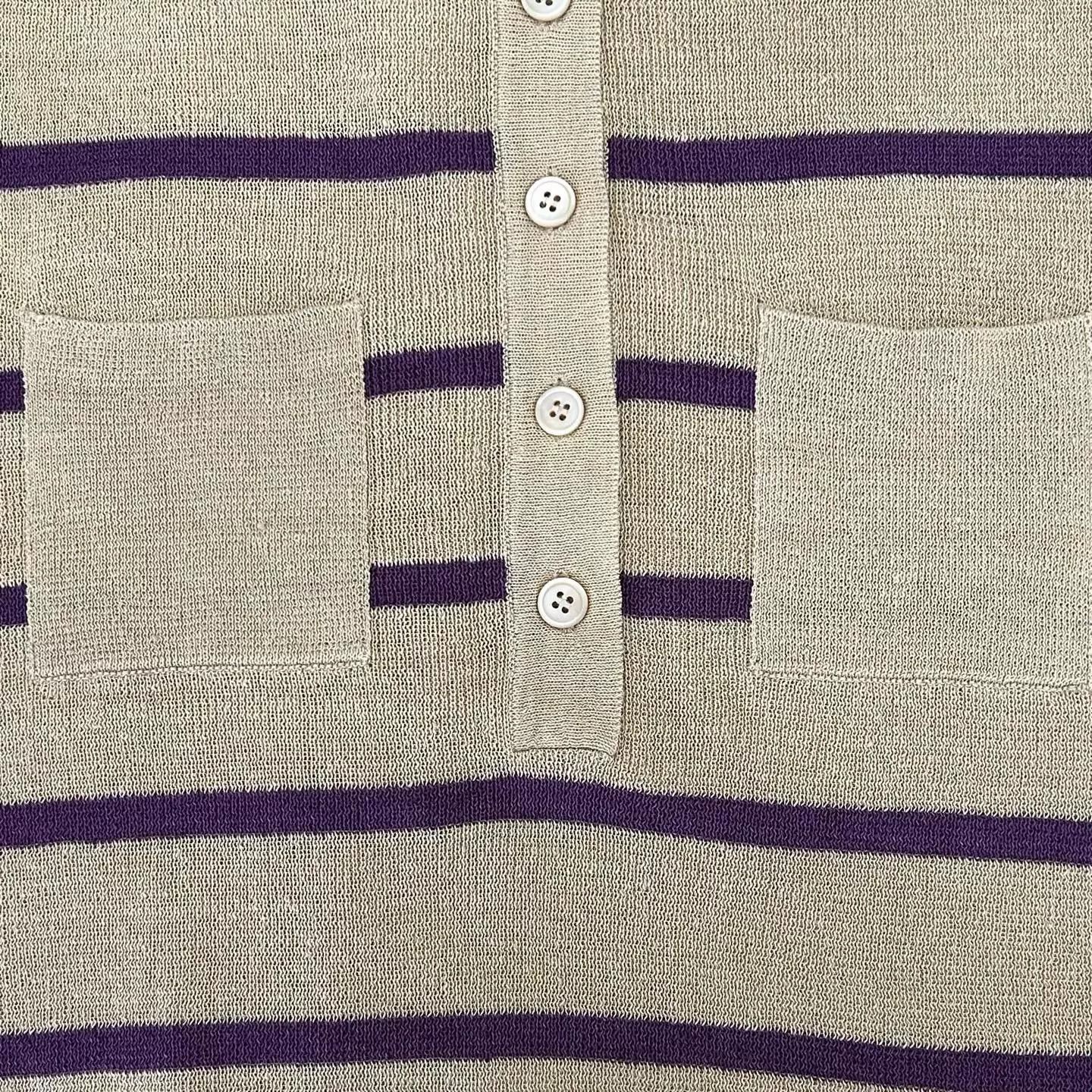 Miu Miu MIU MIU beige purple stripe colorblocked knit top Size XS / US 0-2 / IT 36-38 - 8 Thumbnail