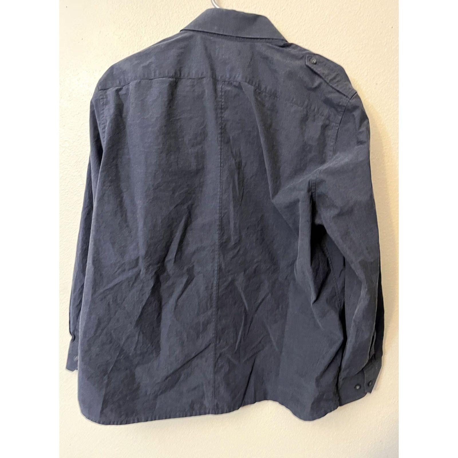 Banana Republic Banana Republic Mens Large Blue Solid Cotton Stretch Military Casual Button-Up Shirt Size US L / EU 52-54 / 3 - 3 Thumbnail