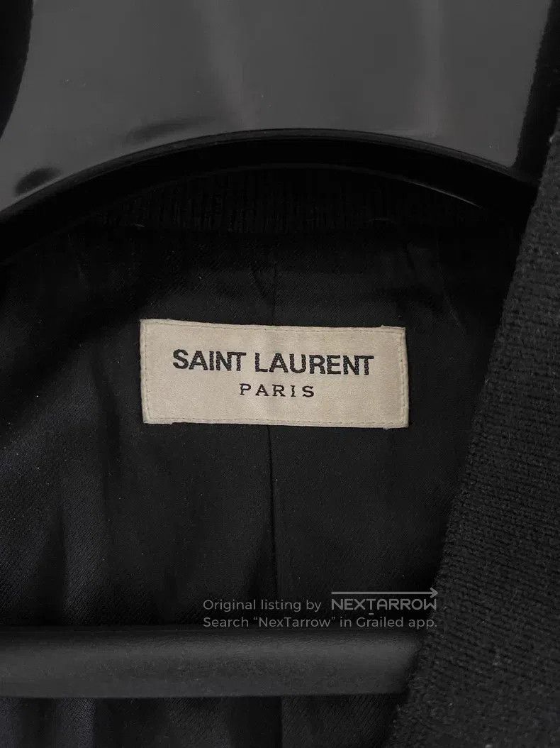 Saint Laurent Paris Saint Laurent Paris Black and White Wool Baseball Jacket Size US S / EU 44-46 / 1 - 8 Thumbnail