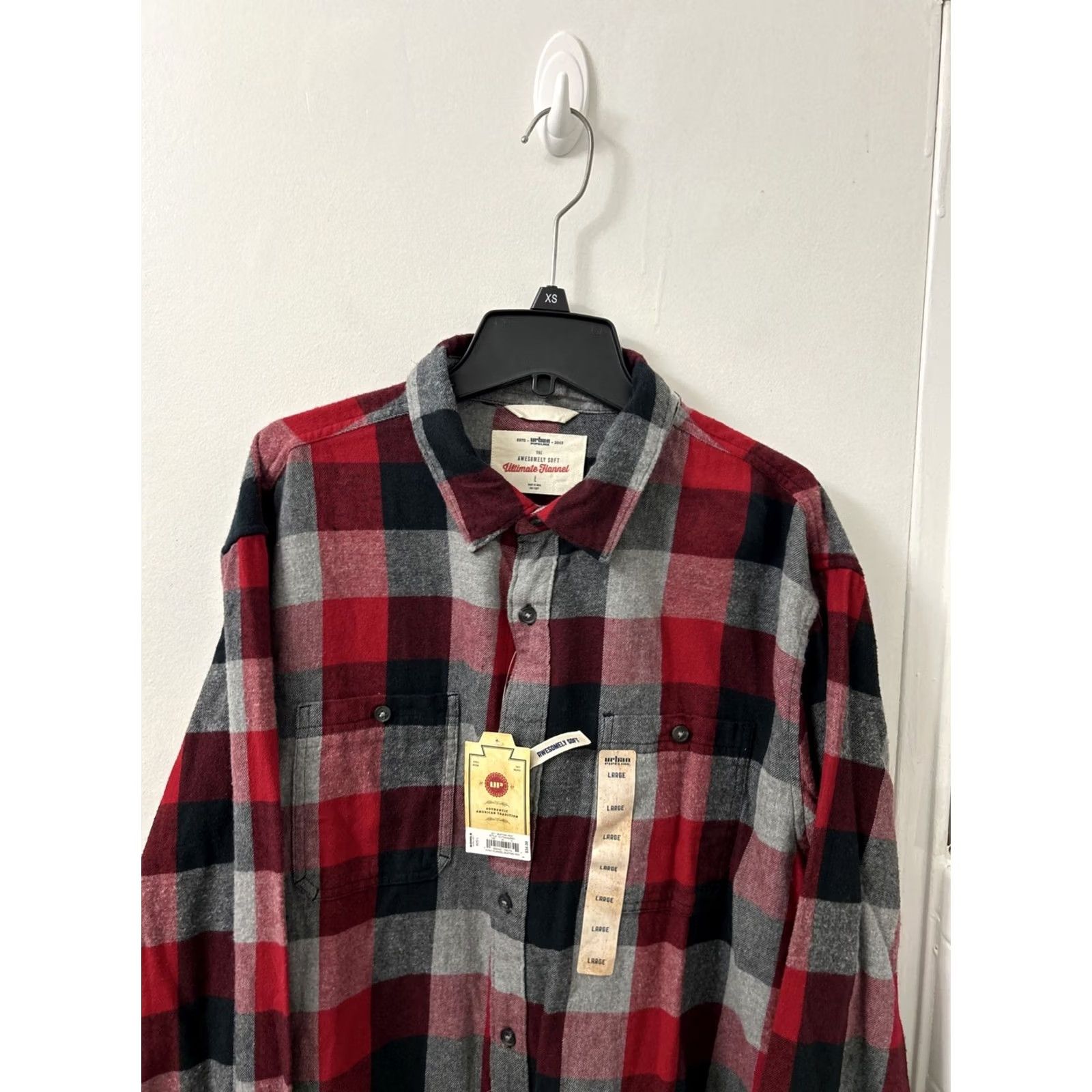 Vintage Urban Pipeline Shirt Mens L Red Ultimate Flannel Plaid Button Down Long Sleeve Size US L / EU 52-54 / 3 - 2 Thumbnail