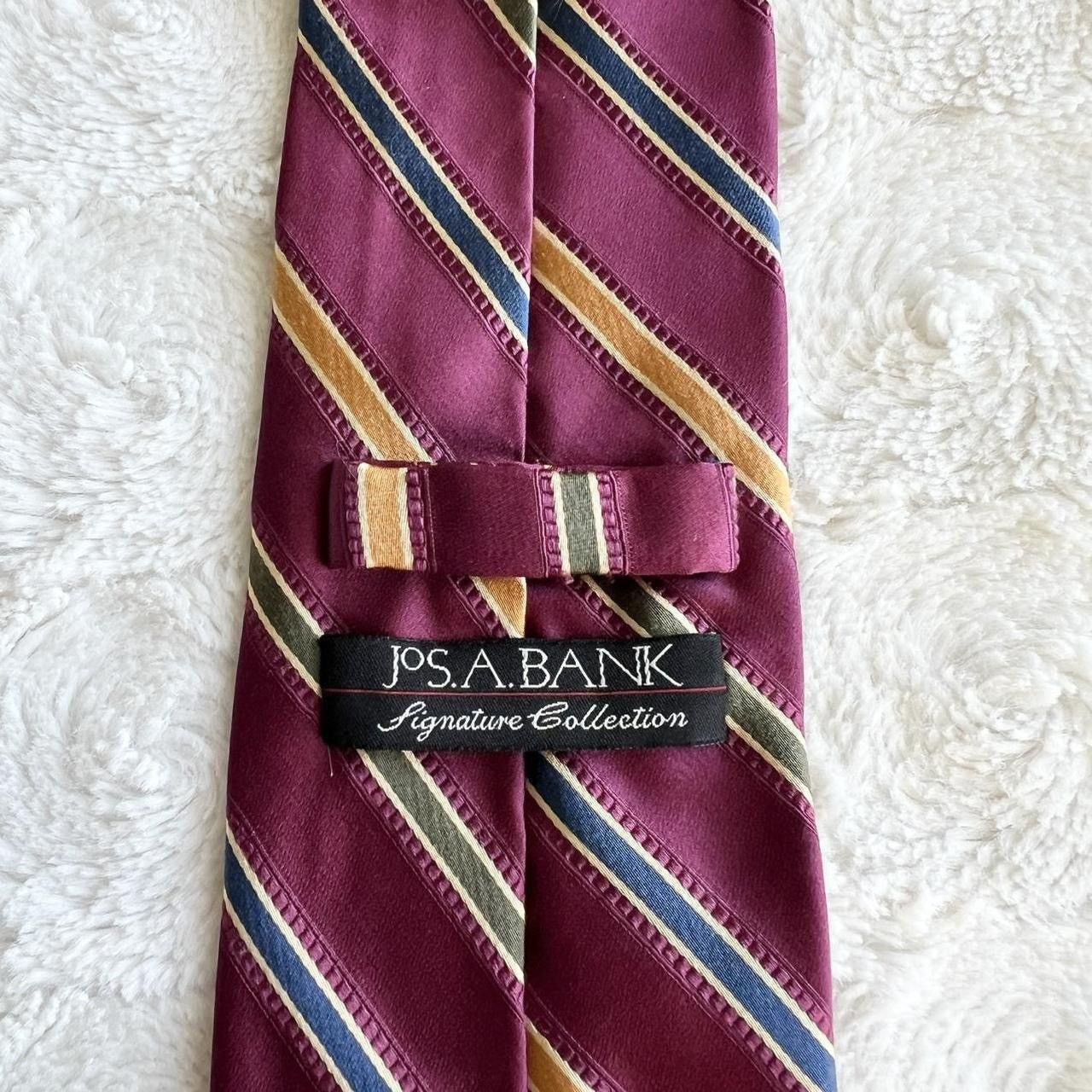 Jos. A. Bank Vintage Jos A Bank Necktie Men Purple Silk Regimental Stripe Size ONE SIZE - 8 Thumbnail