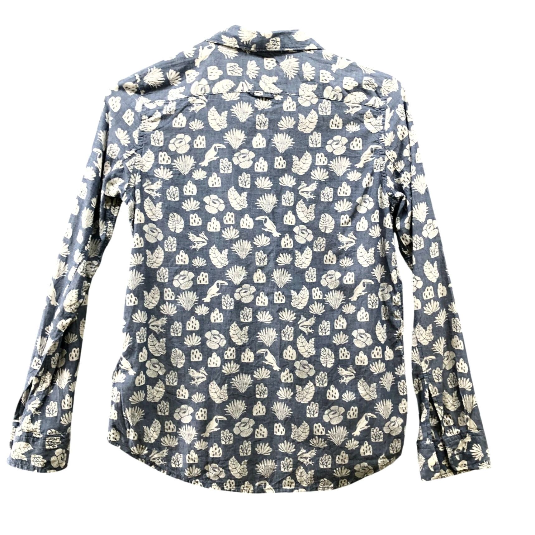 Gap Vintage Gap Women's XS Button-Up Shirt Tropical Floral Long Sleeve Lightweight Cotton Casual Summer Blue Size XS / US 0-2 / IT 36-38 - 2 Thumbnail