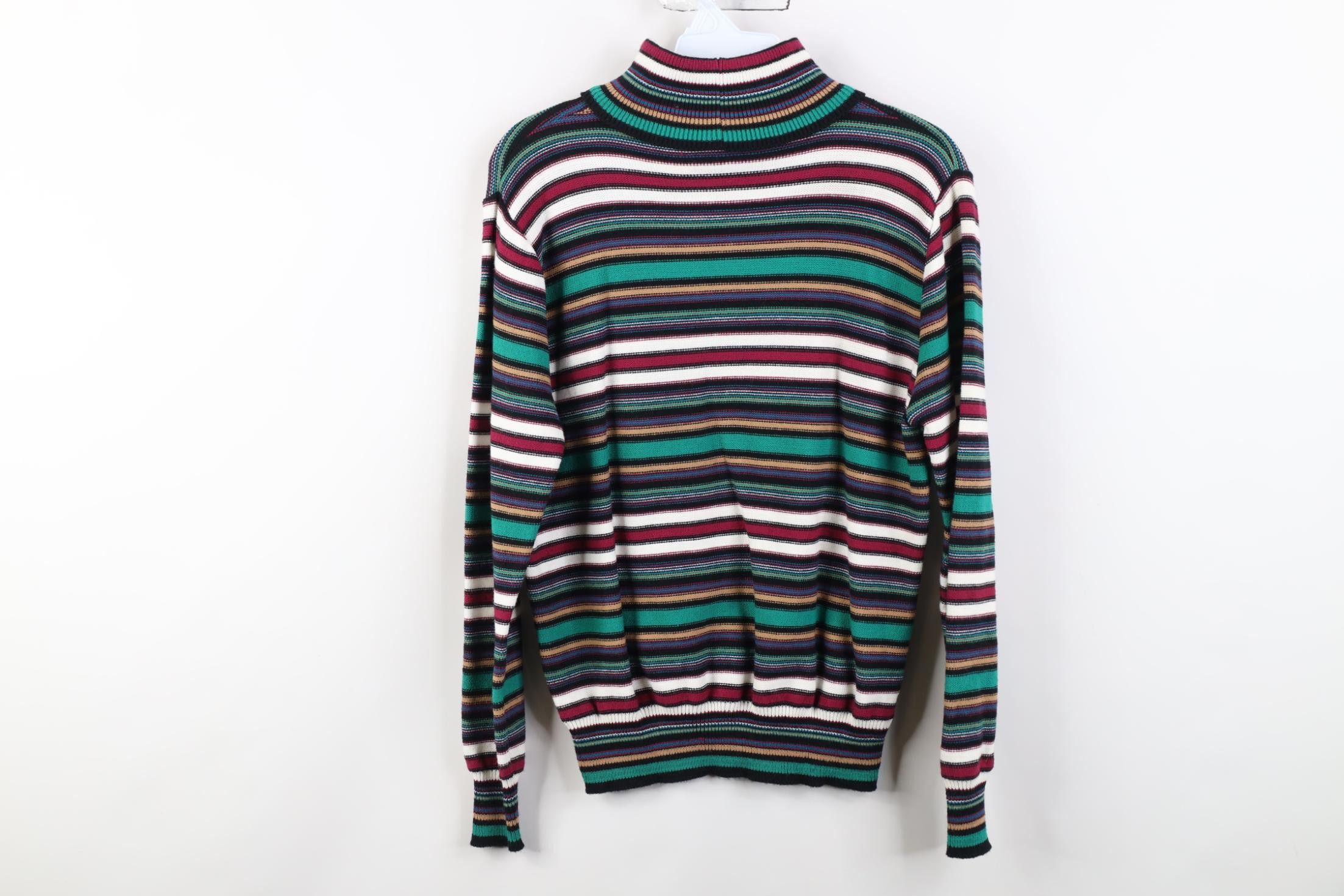 Vintage Vintage 90s Creek Striped Knit Turtleneck Sweater USA Size L / US 10 / IT 46 - 7 Thumbnail