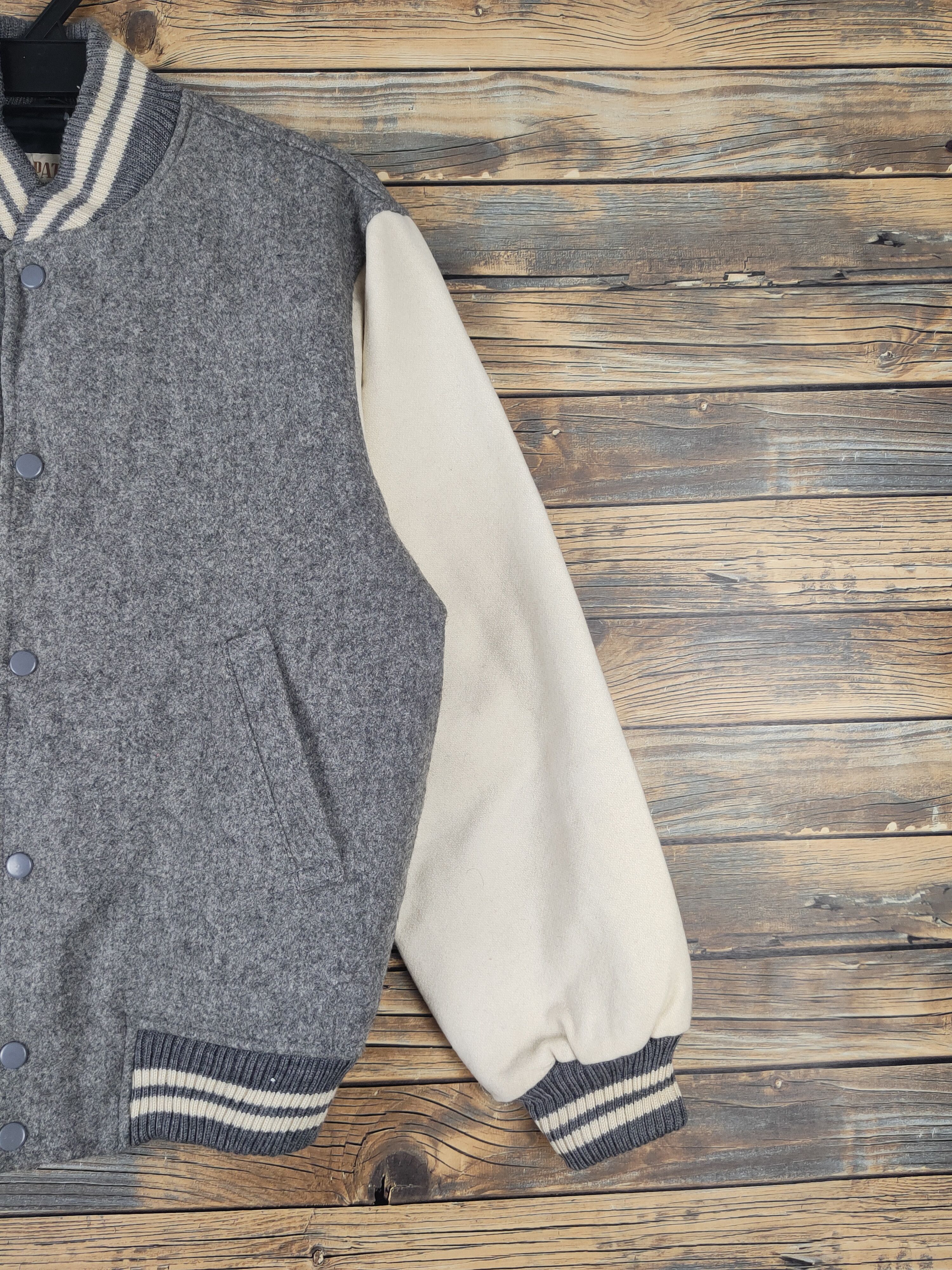 Japanese Brand Patina Gray Cream Varsity Jackets #W1074 Size US L / EU 52-54 / 3 - 5 Thumbnail