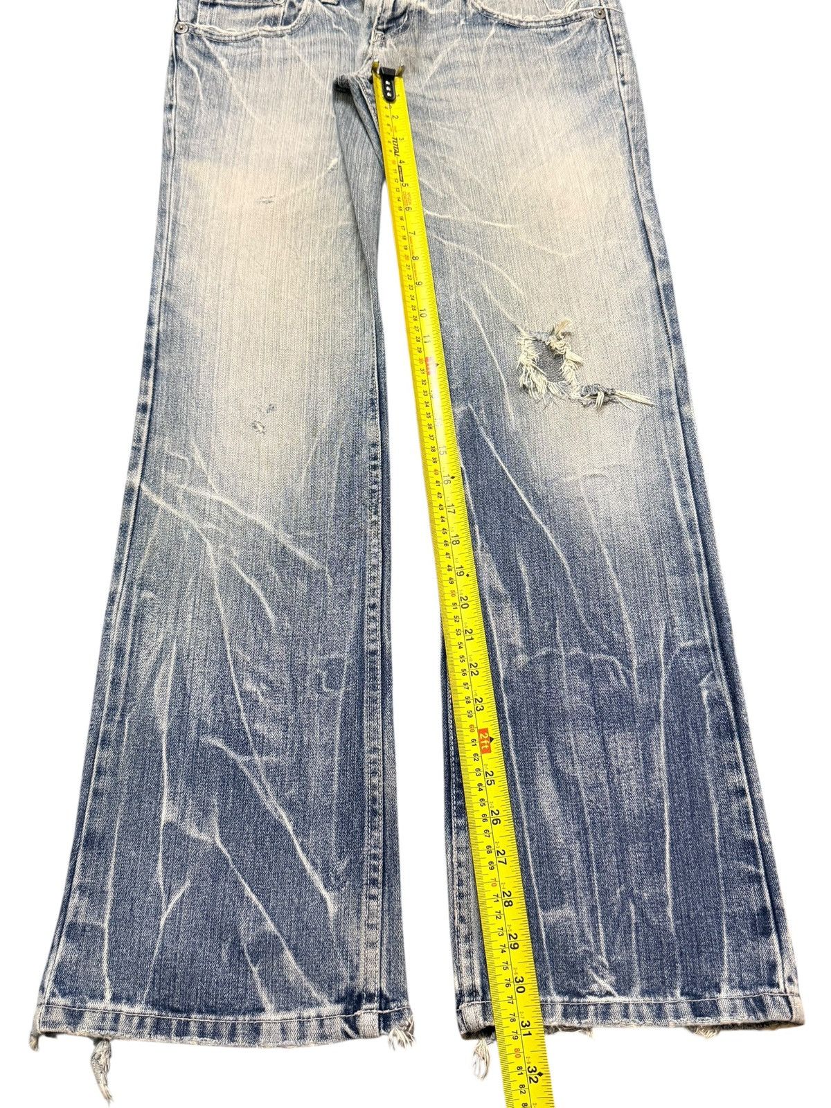 If Six Was Nine Vintage Japan Nylaus Faded Lighting Thunder Wash Wide Leg Size US 31 - 14 Thumbnail
