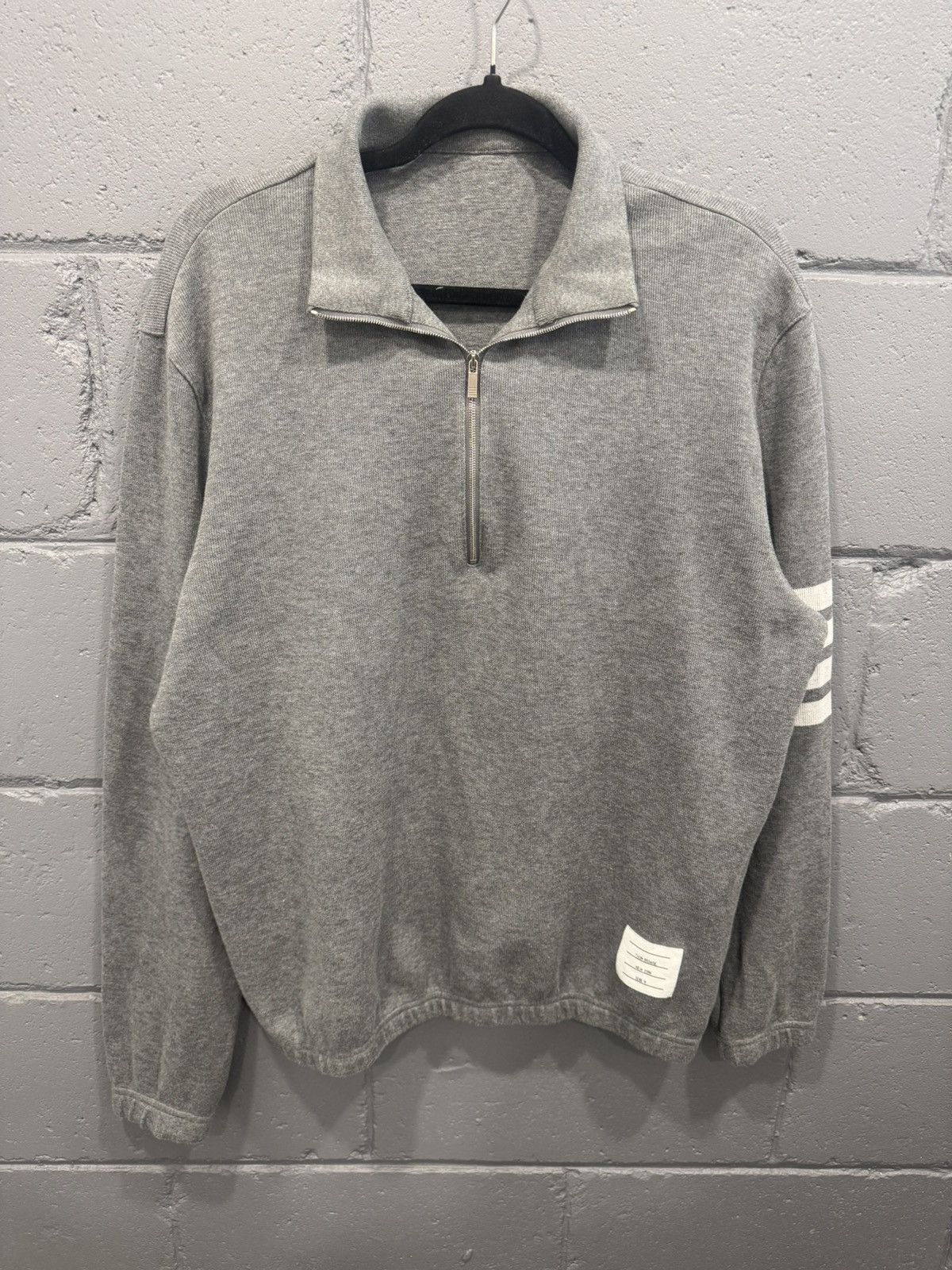 Thom Browne Thom Browne Grey Double-Face Funnel Neck Half-Zip Sweater Size US L / EU 52-54 / 3 - 3 Thumbnail