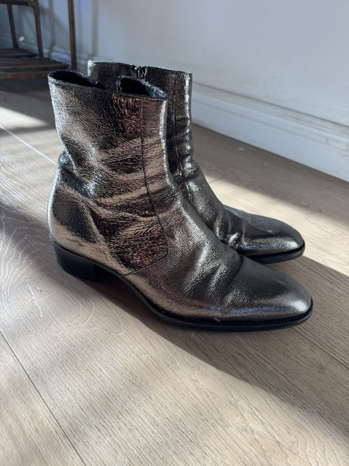 Saint Laurent Paris Gun Metal Wyatts 43 Silver Size US 10 / EU 43 - 1 Thumbnail