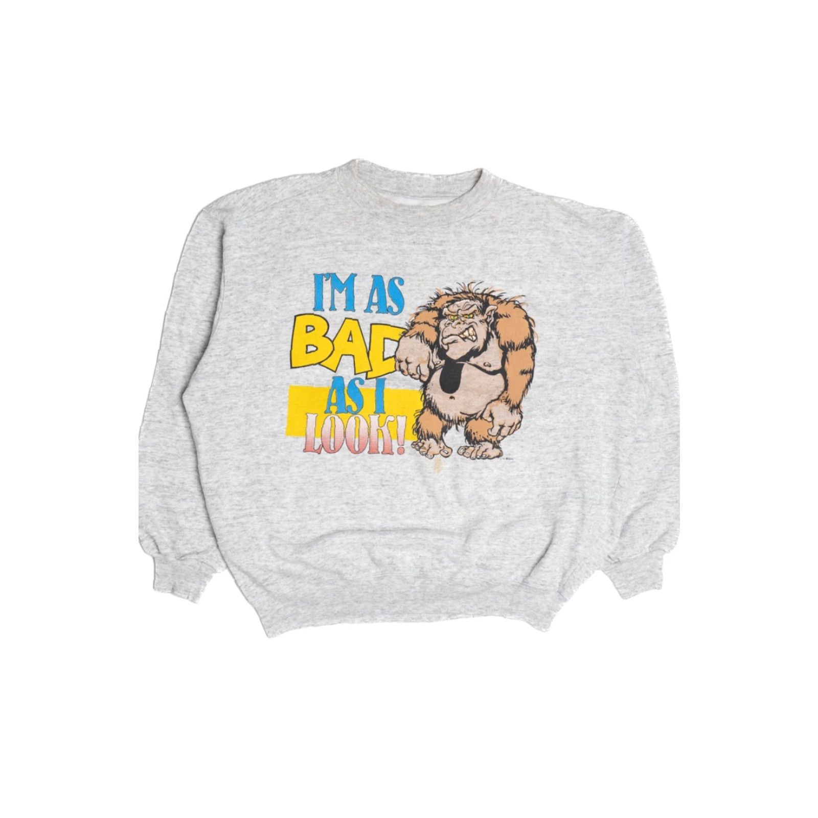 Vintage VINTAGE I'm As Bad As I Look! Ape Sweatshirt Sweatshirts Unisex Adults 3X-Large Grey 1990s Mens Womens Boys Girls Size US XXL / EU 58 / 5 - 2 Thumbnail