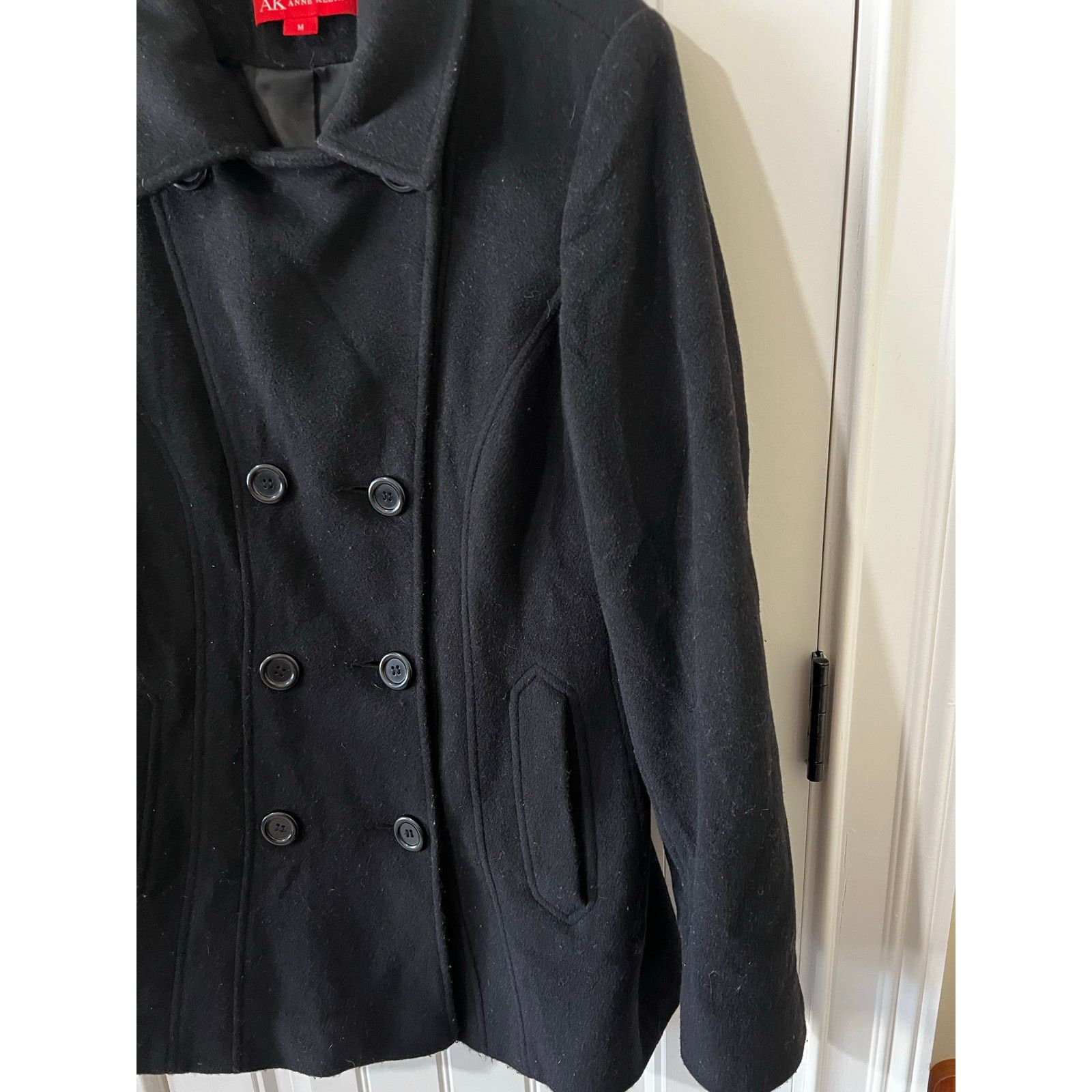 Anne Klein USED Classic Notched lapels Thick Double Breasted Coat Black Size M / US 6-8 / IT 42-44 - 7 Thumbnail