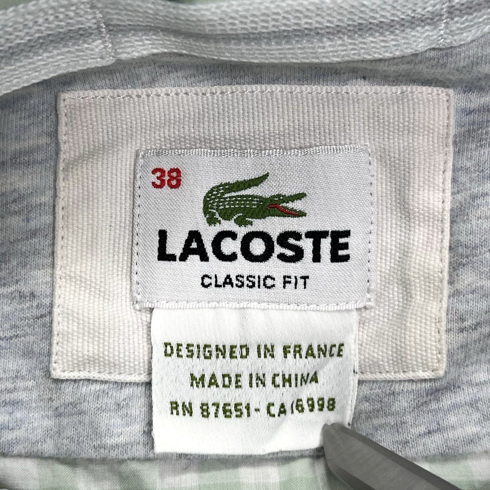 Lacoste Lacoste Shirt Men’s 38 Large Green White Check Button-Down Cotton Pocket Preppy Lightweight Shirt Size US L / EU 52-54 / 3 - 5 Thumbnail