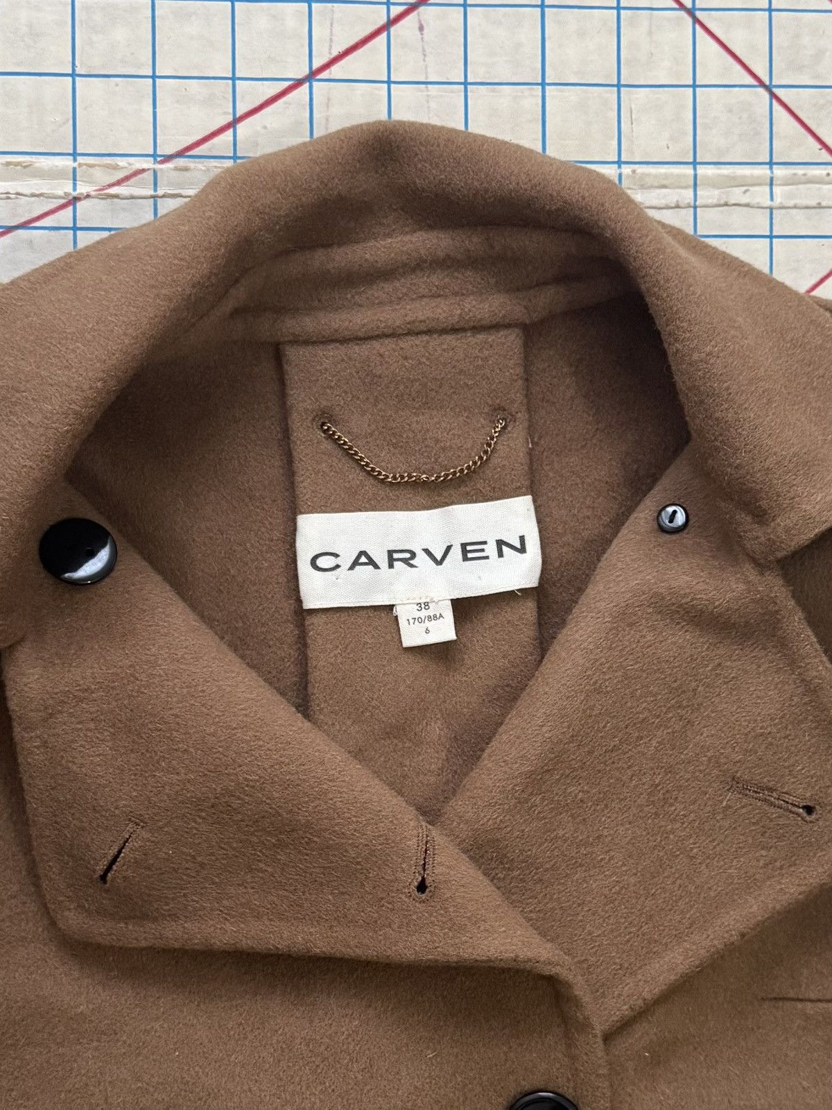 Carven × Designer Carven Women’s Wool Long Coat Brown Size 38 Size S / US 4 / IT 40 - 4 Thumbnail