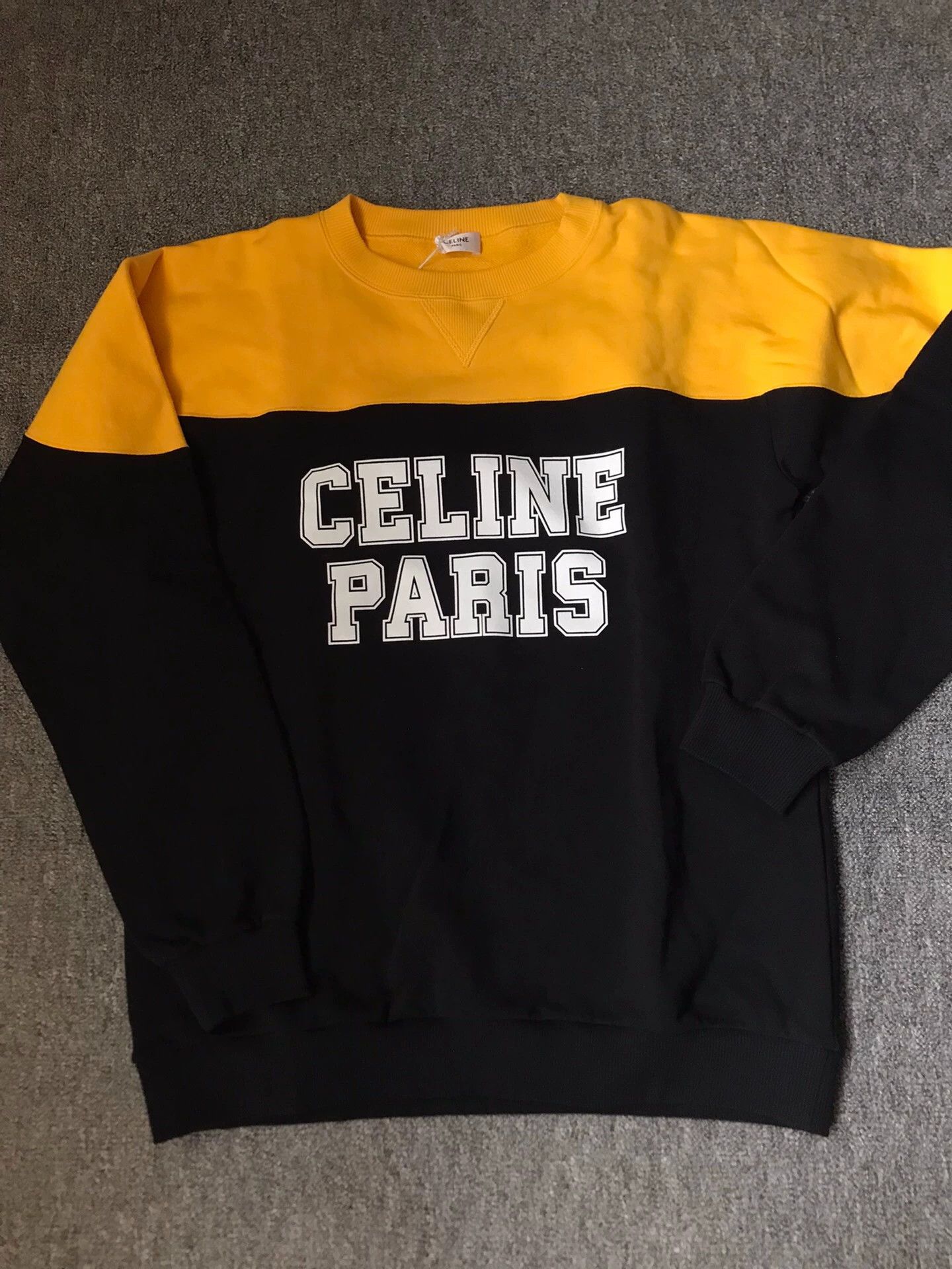 Celine Celine M black yellow colorblock logo unisex sweatshirt Size US M / EU 48-50 / 2 - 3 Thumbnail