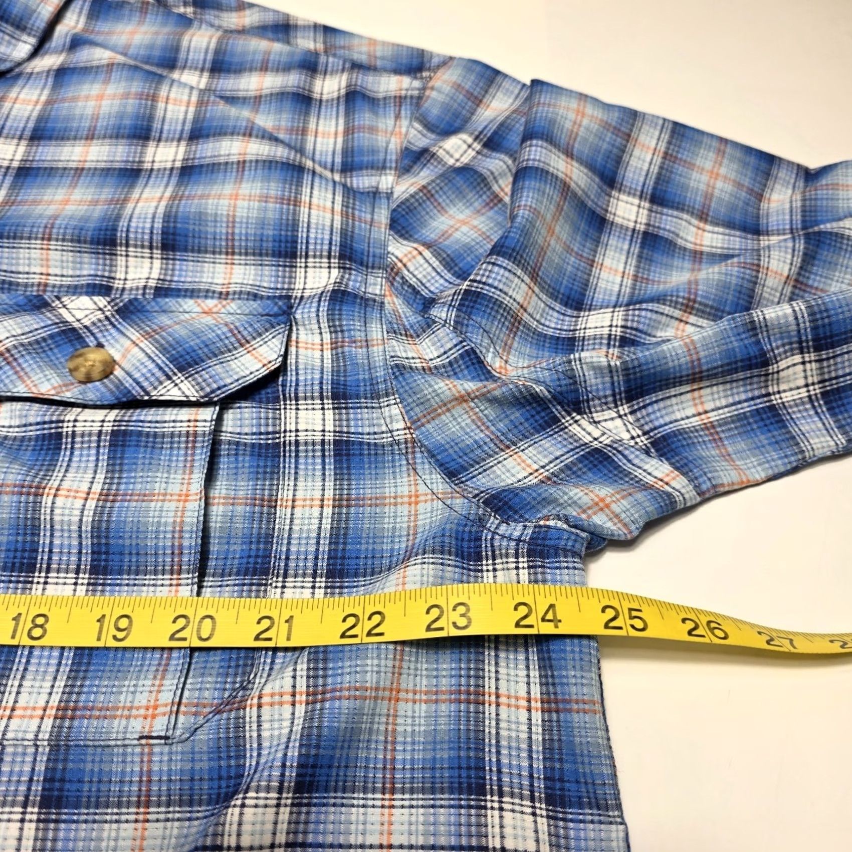 Vintage Duluth Trading Co. Men's Shirt LT Plaid Blue Short Sleeve Button-Up Regular Fit Casual Outdoor / Classic Fish Blue Size US L / EU 52-54 / 3 - 5 Thumbnail