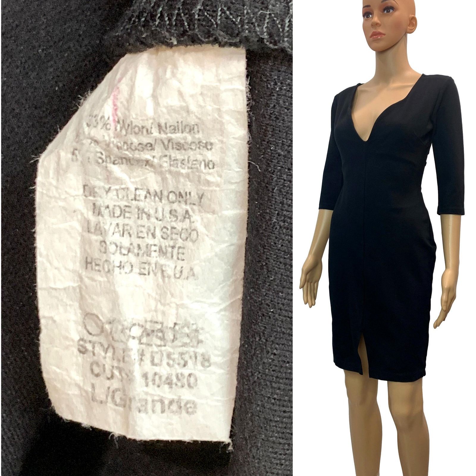 Vintage 80s Black Cut Out Spandex Dress | Low Cut Tight Fit M Size M / US 6-8 / IT 42-44 - 6 Thumbnail