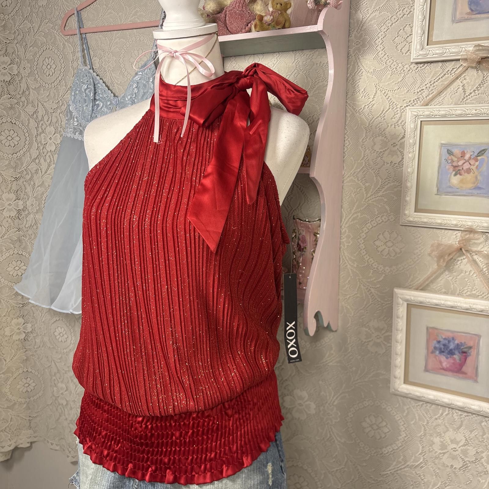 XOXO y2k XOXO red shimmery halter top Size S / US 4 / IT 40 - 4 Thumbnail