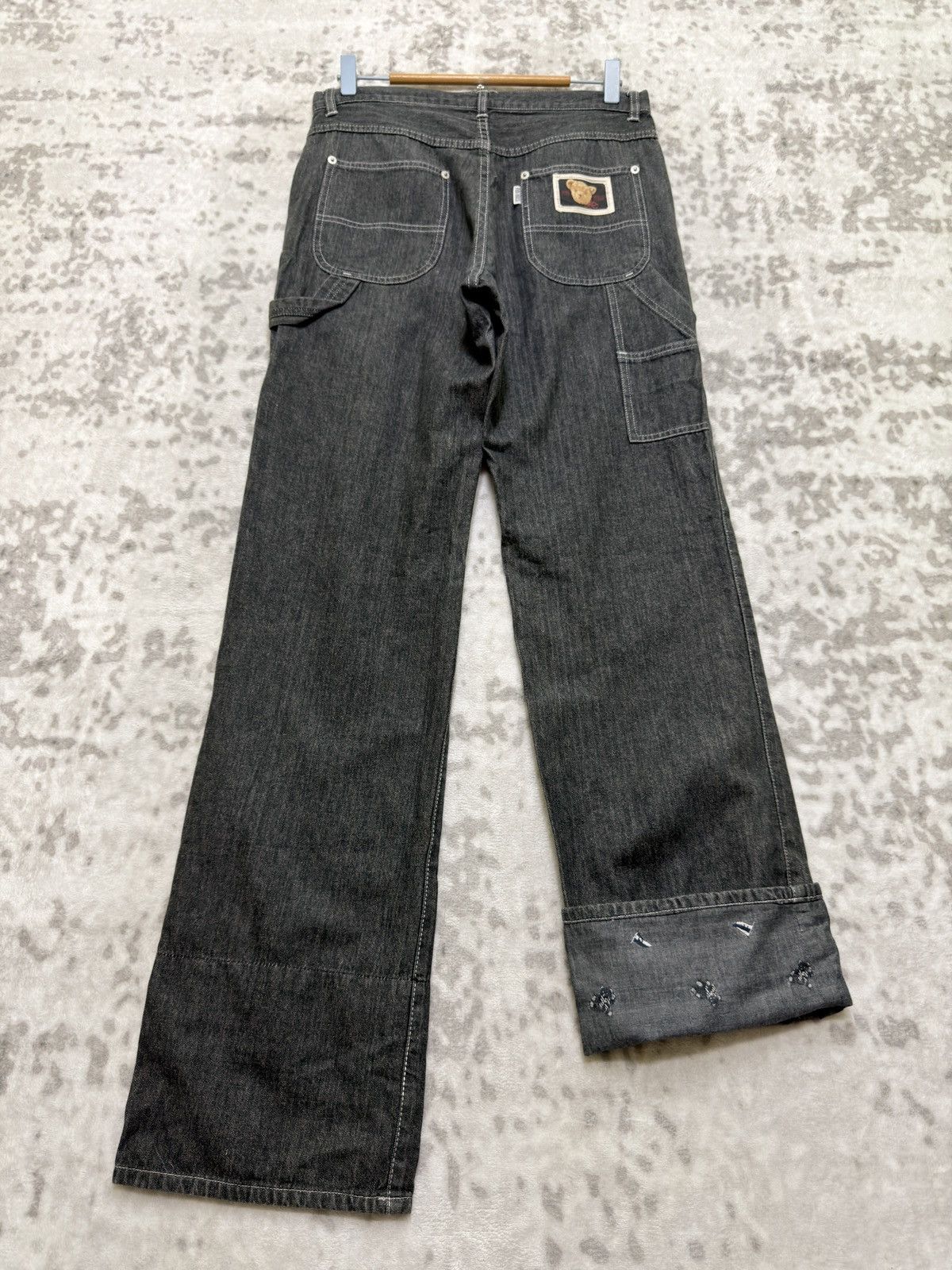 Pink House Pink House Bear Patch Black Denim Carpenter Pants Size US 29 - 2 Thumbnail