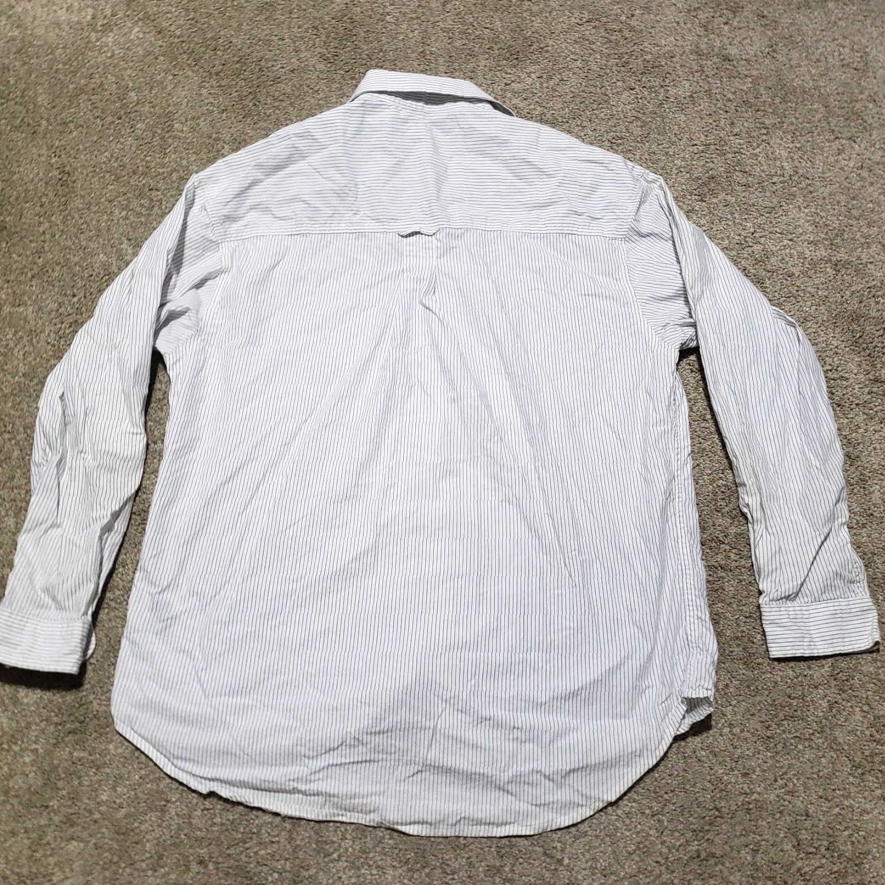 Lee Lee Striped Button-Up Shirt White Long Sleeve Adult L Large Mens Regular Fit Size US L / EU 52-54 / 3 - 8 Thumbnail