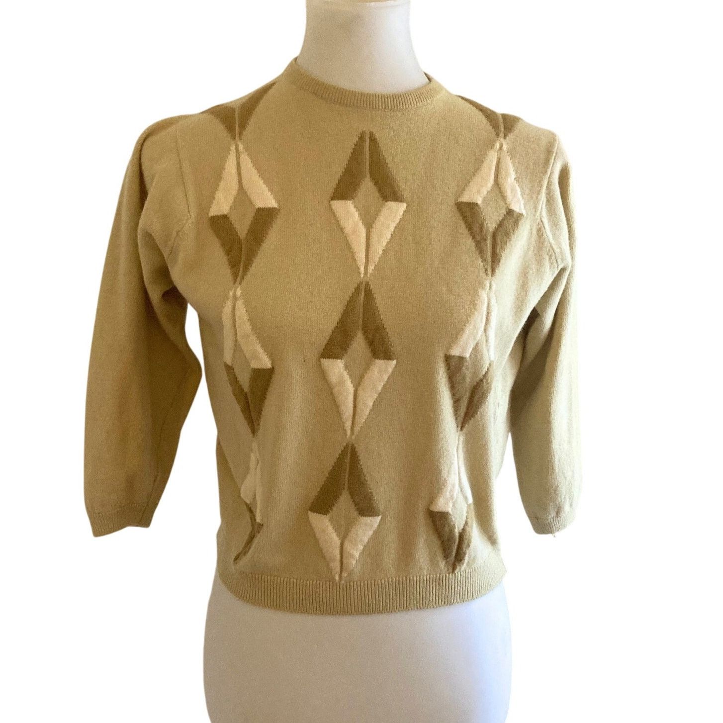 Vintage Rare 1970s Vintage Diamond Sweater, Small Size S / US 4 / IT 40 - 1 Thumbnail