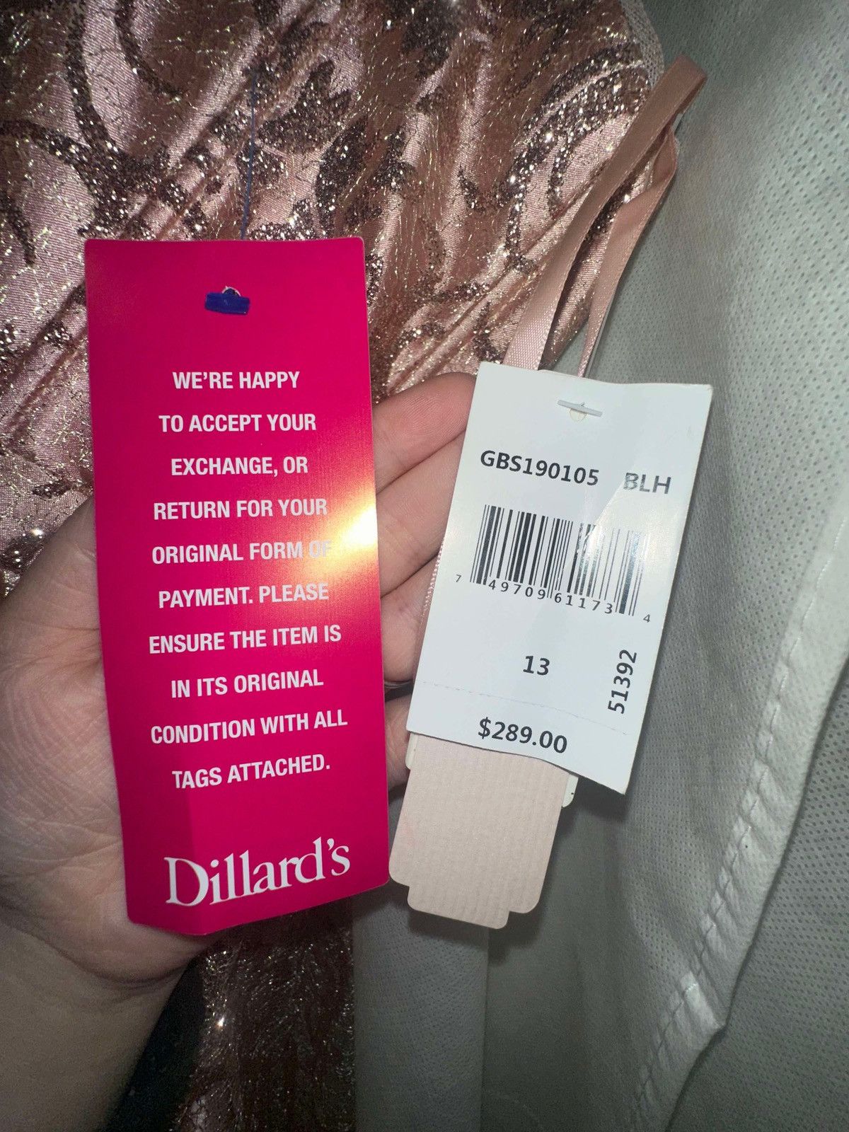 Dillard's Glittery Rose Gold Prom Dress Size XL / US 12-14 / IT 48-50 - 5 Thumbnail