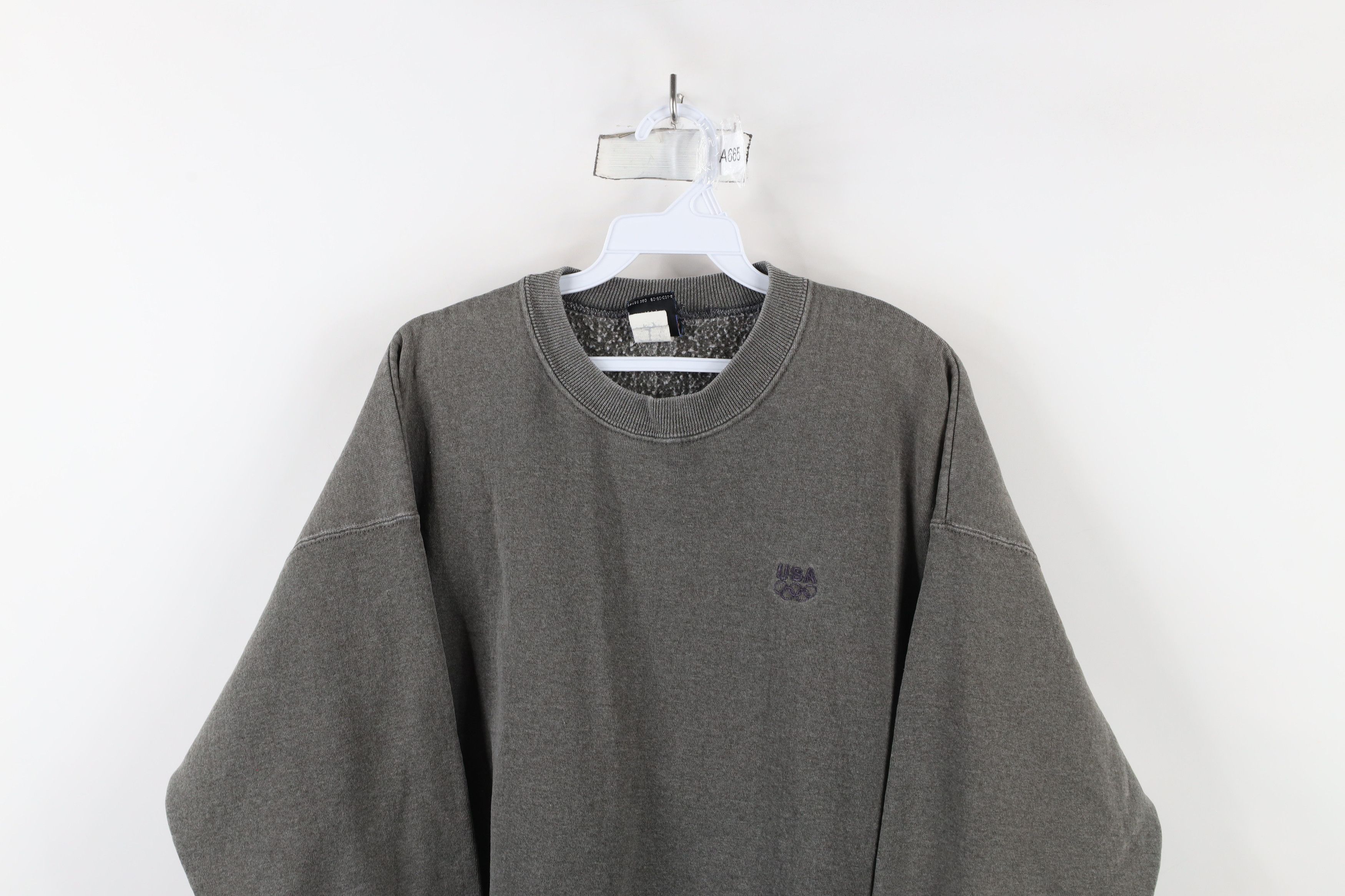 Vintage Vintage 90s USA Olympics Faded Crewneck Sweatshirt Gray USA Size US XL / EU 56 / 4 - 2 Thumbnail