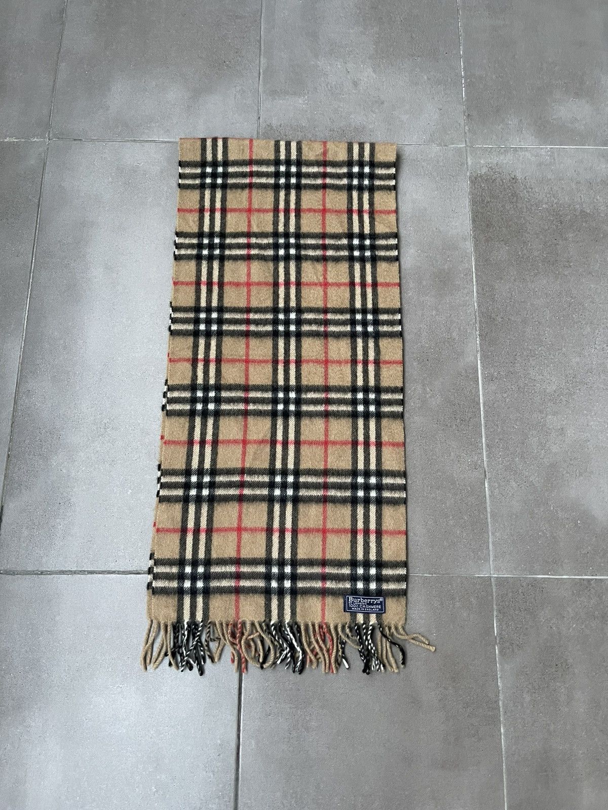 Burberry Burberrys Nova Check Checkered Beige Cashmere Scarf Size ONE SIZE - 3 Thumbnail