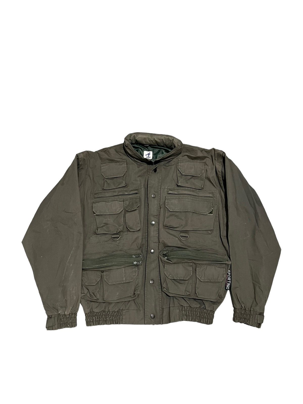 image of Hai Sporting Gear Multi Pocket Cargo Jacket in Olive Green, Men's (Size Medium)