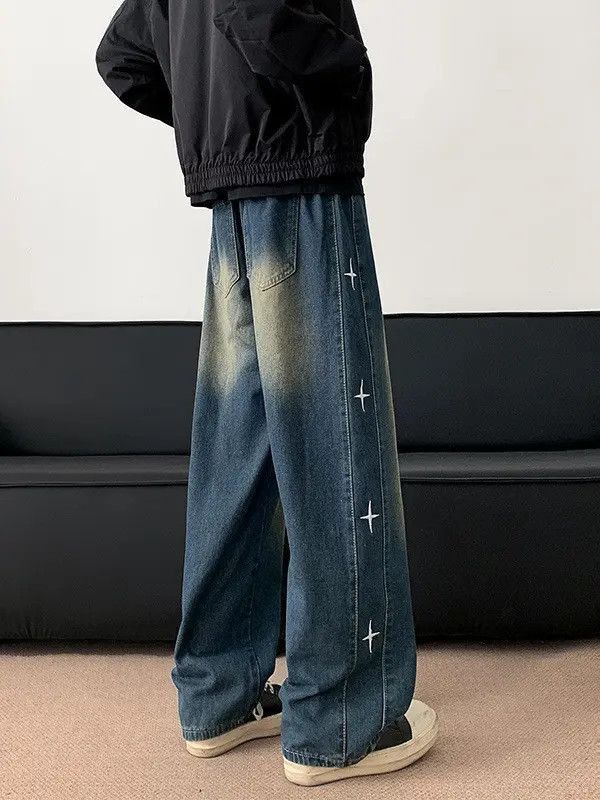 Japanese Brand Retro loose embroidered wide leg jeans Size US 32 / EU 48 - 3 Thumbnail