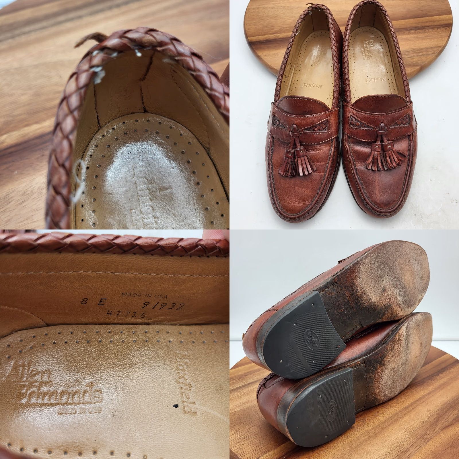 VINTAGE Allen Edmonds Maxfield Loafers Mens 8 Wide Width  display picture 1
