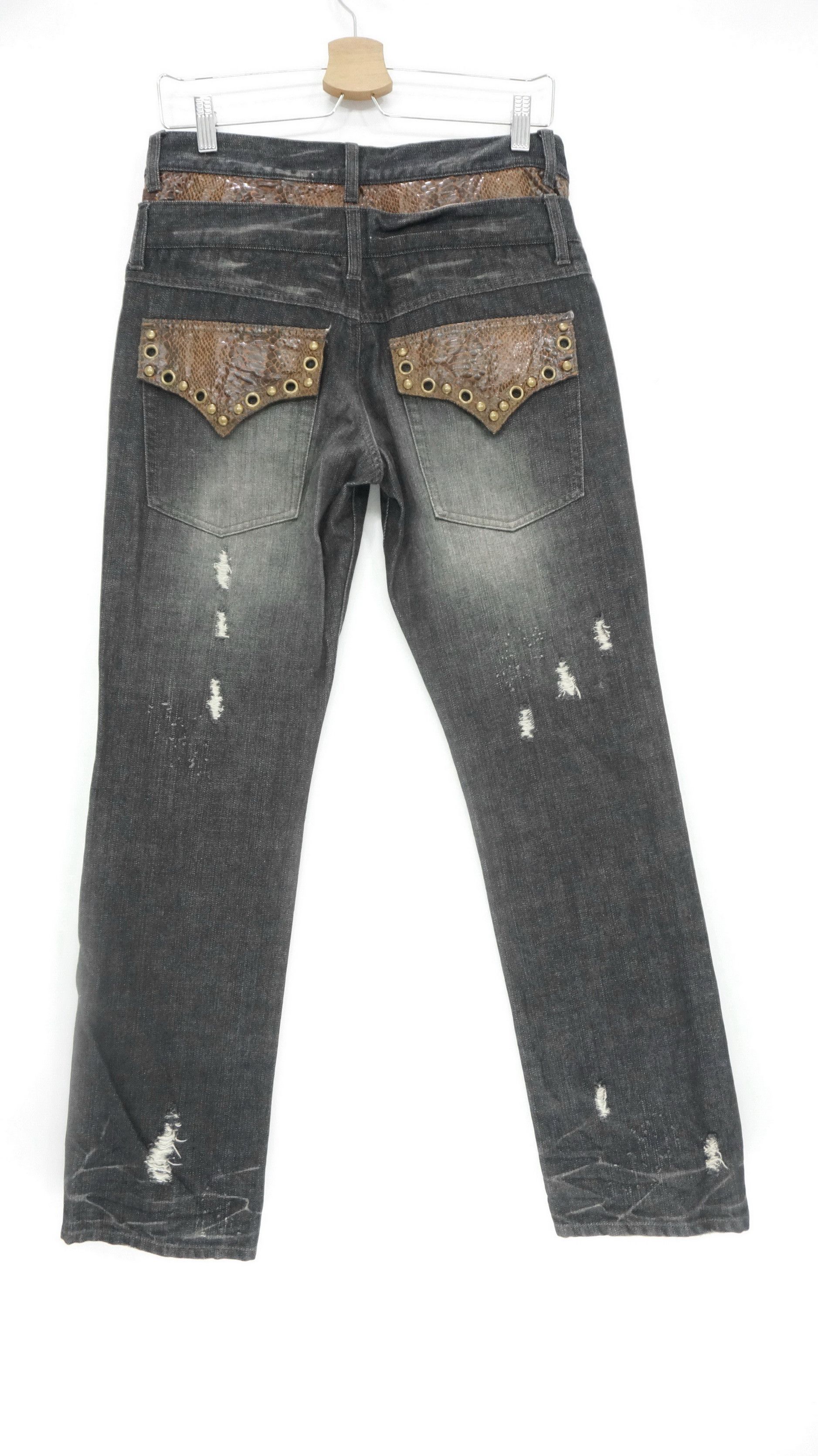 Japanese Brand ⛩️JAPANESE BRAND Double Waist Faux Snakeskin Jeans Size US 29 - 4 Thumbnail