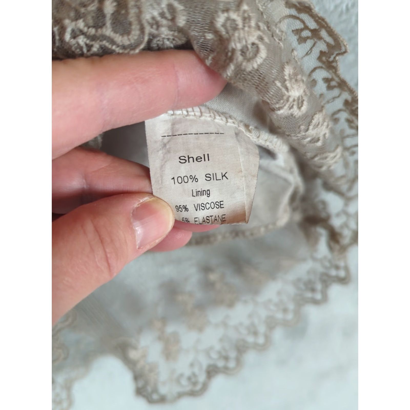 Vintage Amanti Blouse Shirt Women S Beige Silk Lace Sheer Tunic Puff Sleeve Bohemian 90s? Size S / US 4 / IT 40 - 6 Thumbnail