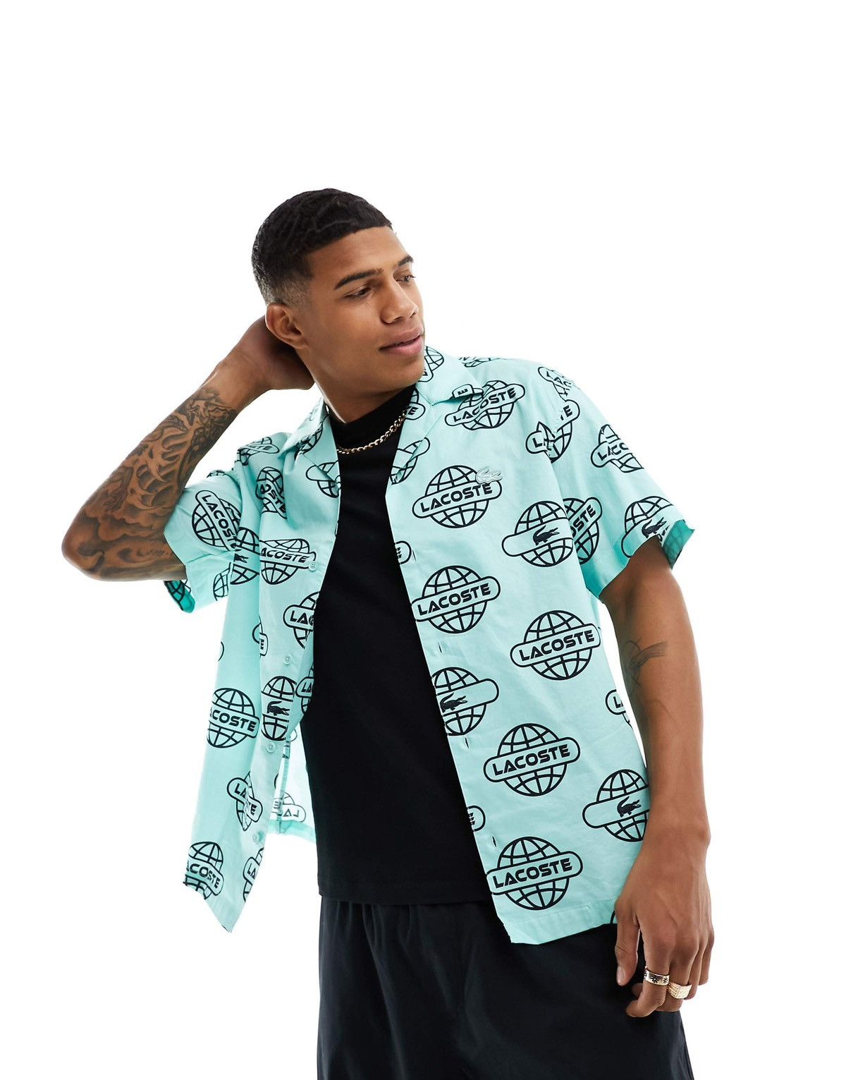 Lacoste Lacoste Globe Print Relaxed Fit Shirt XL – Rare Viral Piece Size US XL / EU 56 / 4 - 2 Thumbnail
