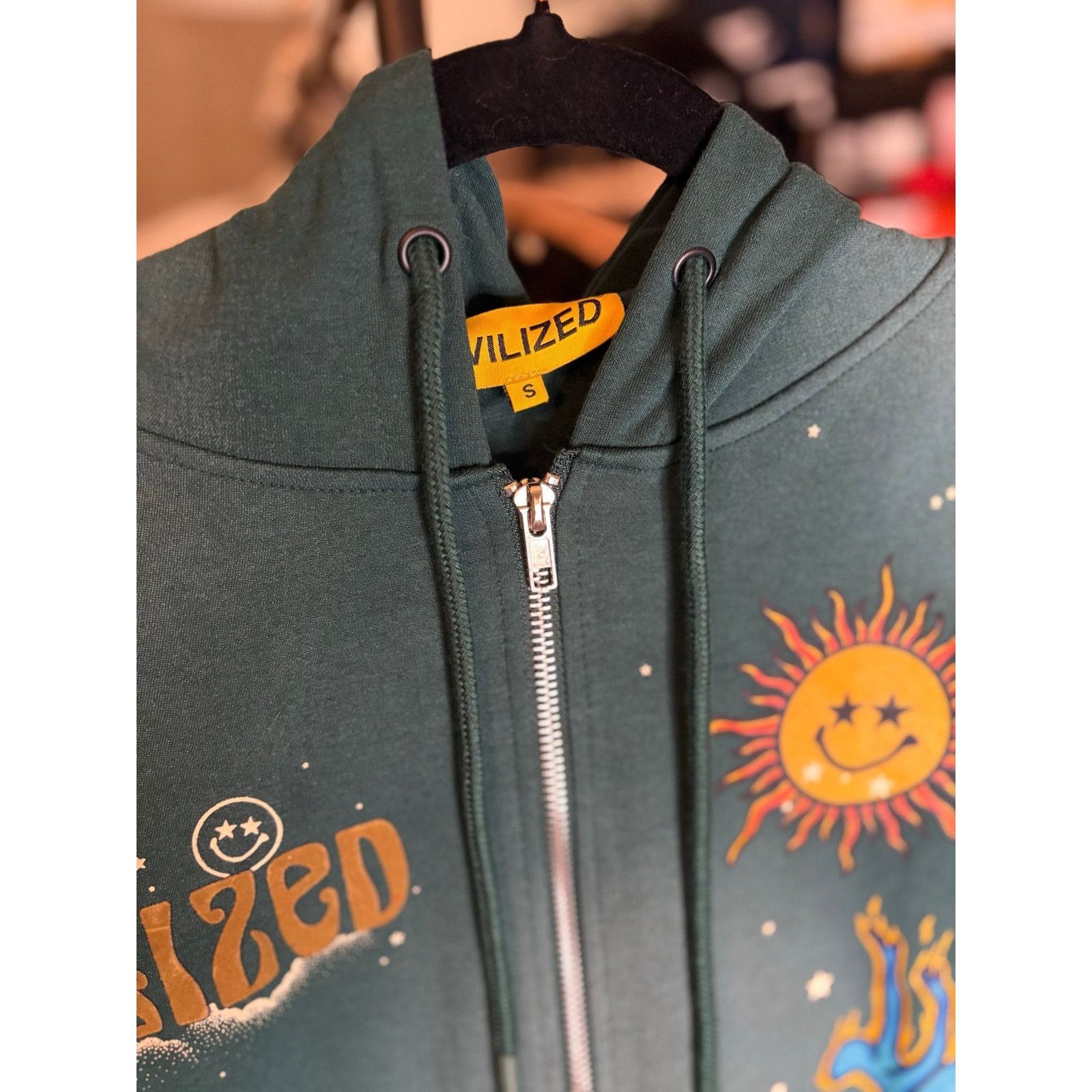 Civilized NEW SZ S - Civilized Psychedelic Zip-Up Hoodie, Green Size US S / EU 44-46 / 1 - 3 Thumbnail
