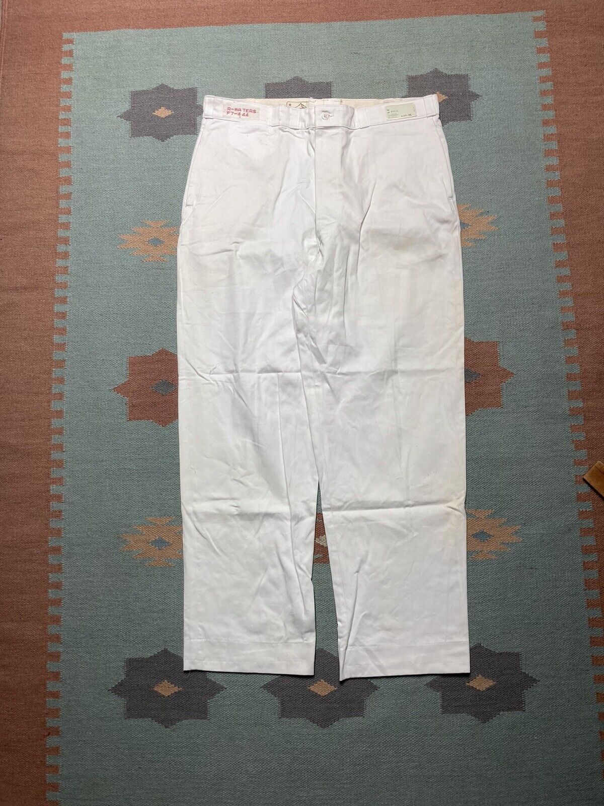 Image of VTG 50S Milkman Work Pants Boat Sail Cloth Deadstock 38X31 in White, Men's