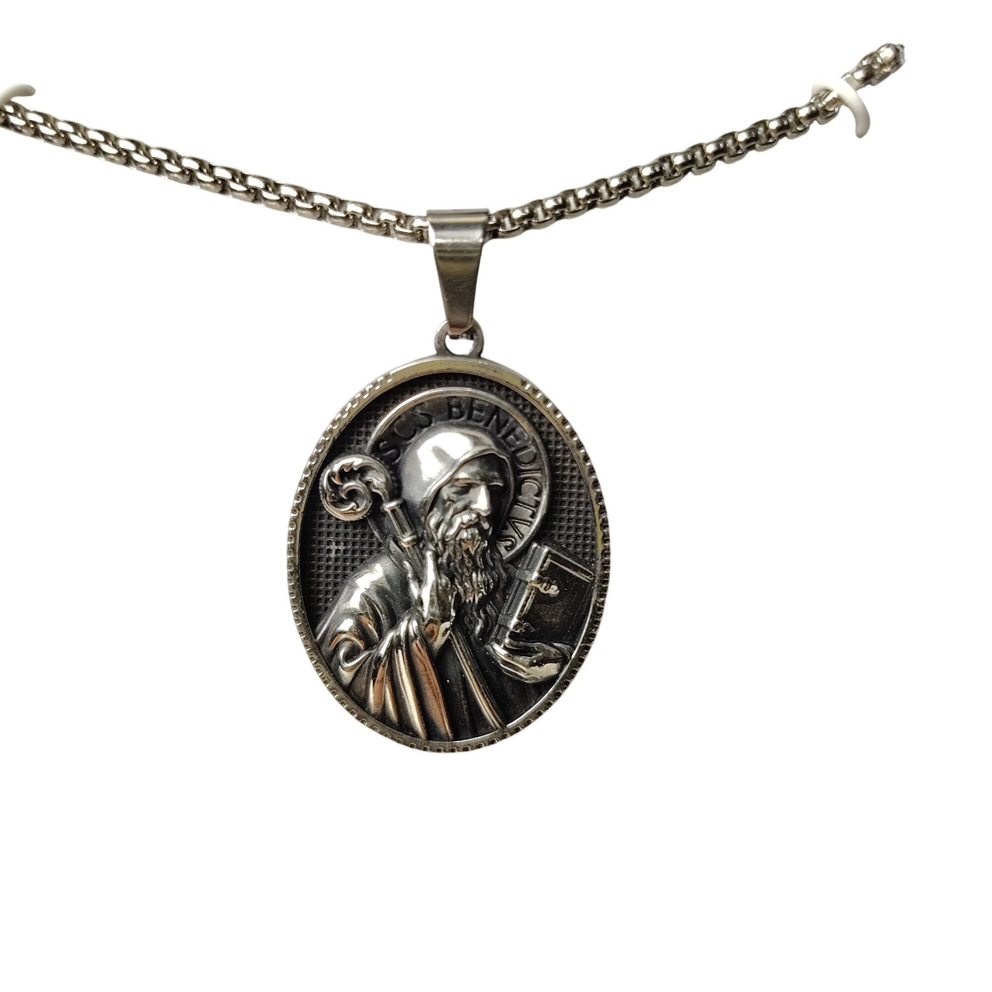 Other Slate Mens Saint Benedict 24 Inch Stainless Steel Pendant Ne Size ONE SIZE - 1 Thumbnail