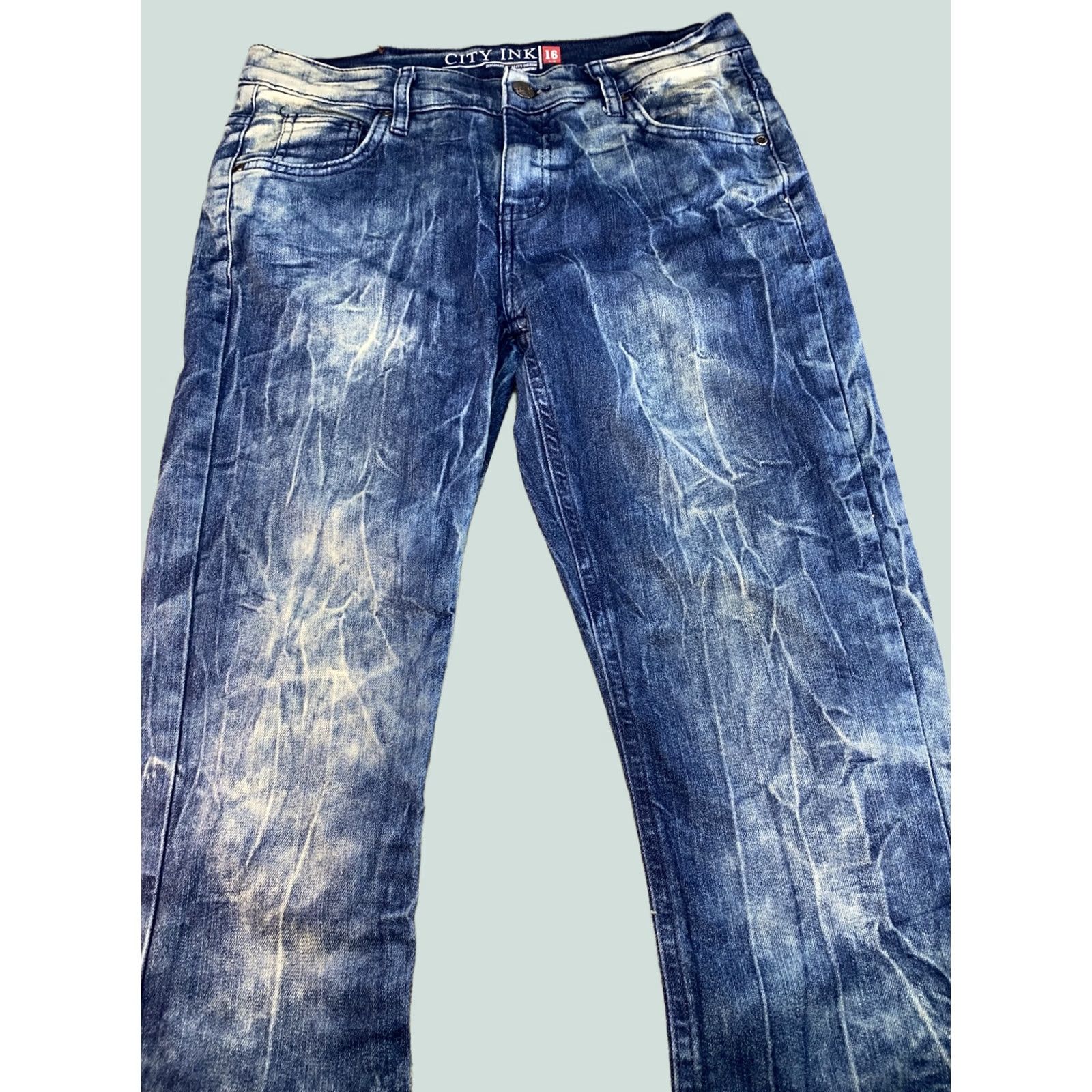 Vintage City Ink Jeans Womens 16 Blue Straight Jeans Womens 16 Blue Straight Leg Distressed Mid Rise 29in Regular Vintage No Mens Girls Size 28" / US 6 / IT 42 - 1 Thumbnail