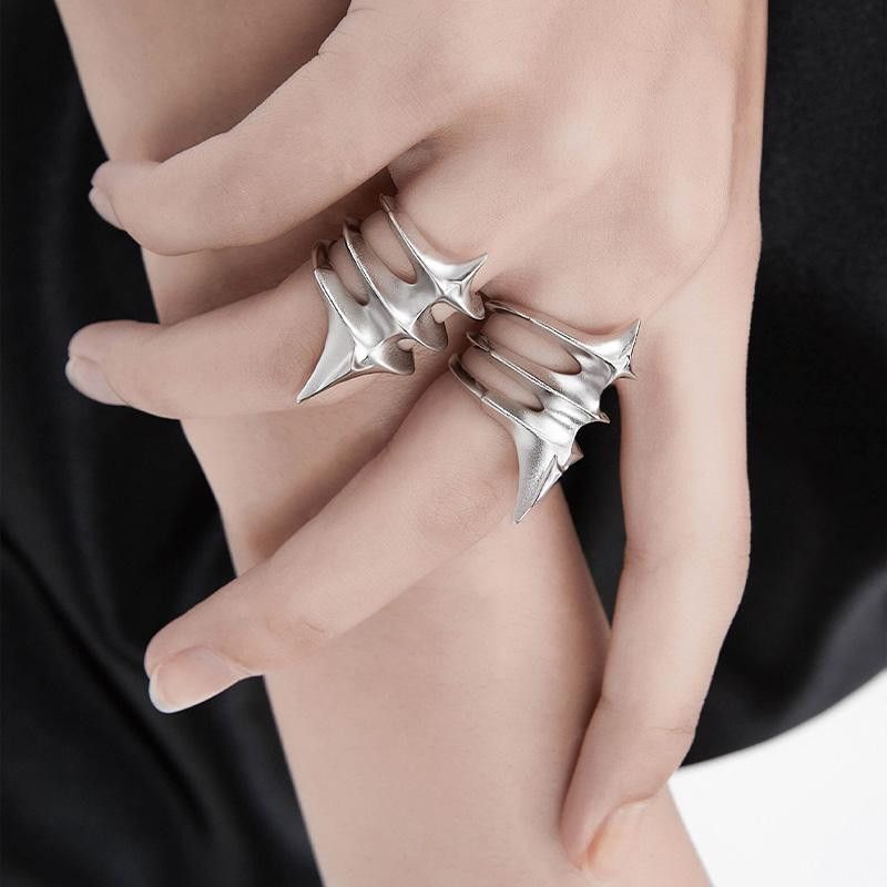 Jewelry Retro Jewelry Rings Open Size Chrome Ring (Size 7-13) Size ONE SIZE - 3 Thumbnail