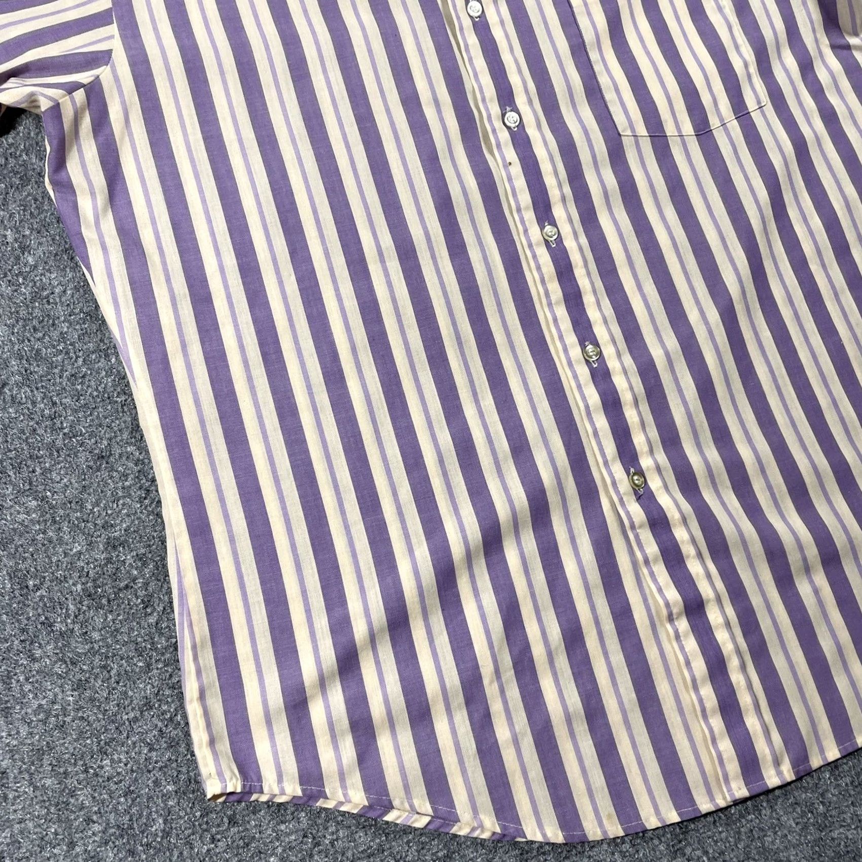 Vintage VINTAGE Puritan Shirt Striped Purple 60s Short Sleeve Large Button-Front Mod/GoGo Mens Size US L / EU 52-54 / 3 - 3 Thumbnail