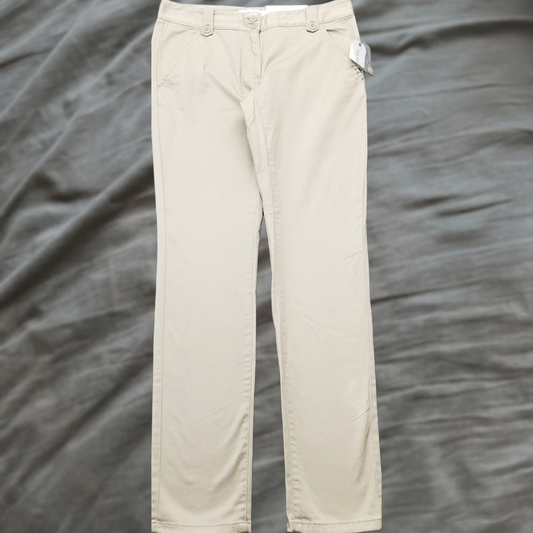 Nautica Nautica Pants Womens 0 Khaki Chino Straight Fit Ankle Length 28 Inseam Button Fly Capable Pockets Tan Casual Travel Homewear Mens Womens Size 25" / US 0 / IT 36 - 1 Thumbnail