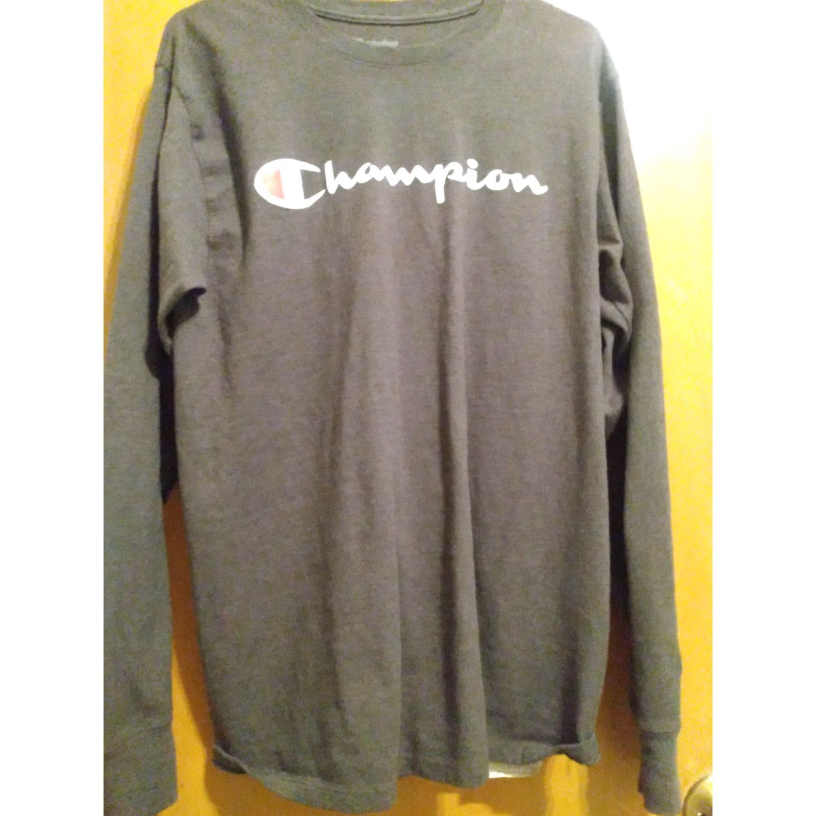 Champion Champion Long Sleeve T-Shirt Men M White Letters 60/40 19" x 27" Size US M / EU 48-50 / 2 - 4 Thumbnail