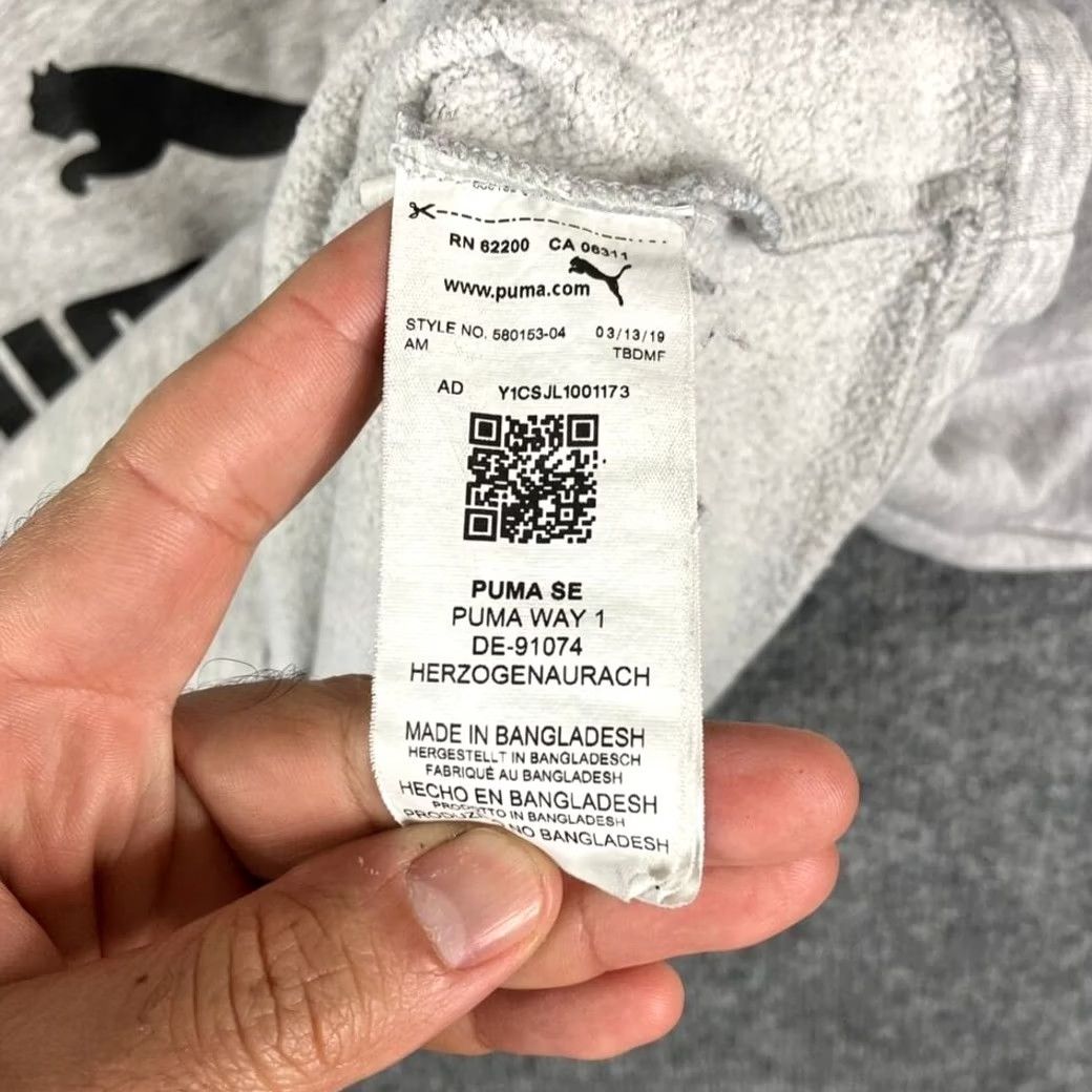 Puma Puma Hoodie Pullover Womens XL Gray Cropped Fleece Sweatshirt Athleisure Size XL / US 12-14 / IT 48-50 - 7 Thumbnail
