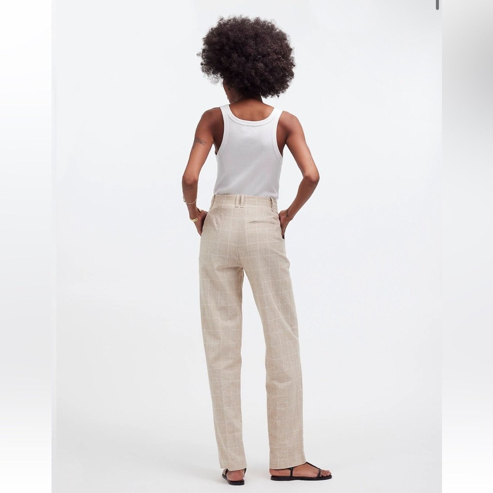 Madewell Madewell Mid-Rise Straight Leg Pants in Plaid Linen Blend Size 28" / US 6 / IT 42 - 2 Thumbnail