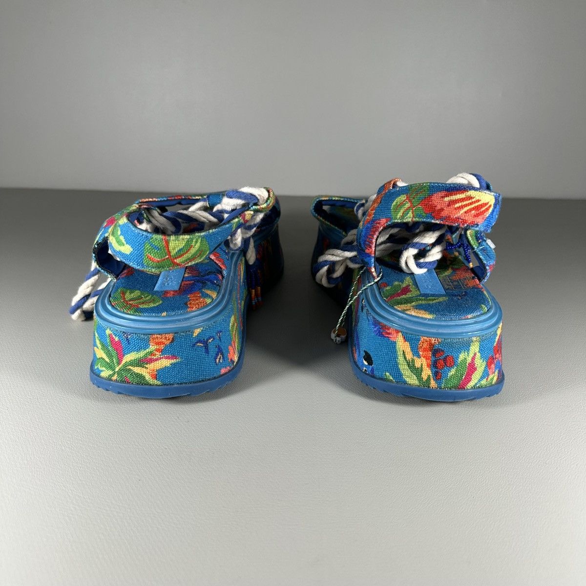 Farm Rio Farm Rio Macaw Ankle Tie Chunky Platform Sandal Blue Macaw Size US 11 / IT 41 - 5 Thumbnail