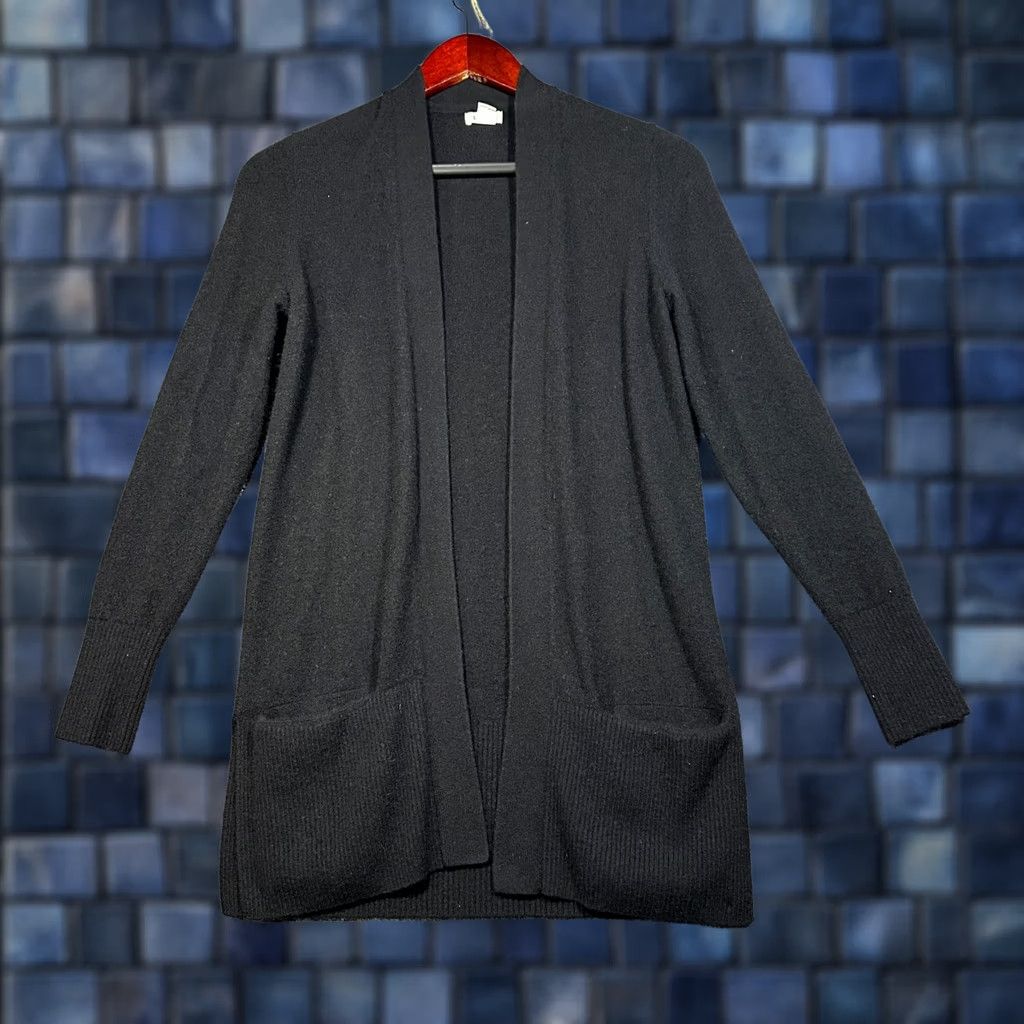 Vintage L.L Bean Sweater Womens PXS Black Cashmere Cardigan Open Front Pockets Size XS / US 0-2 / IT 36-38 - 1 Thumbnail